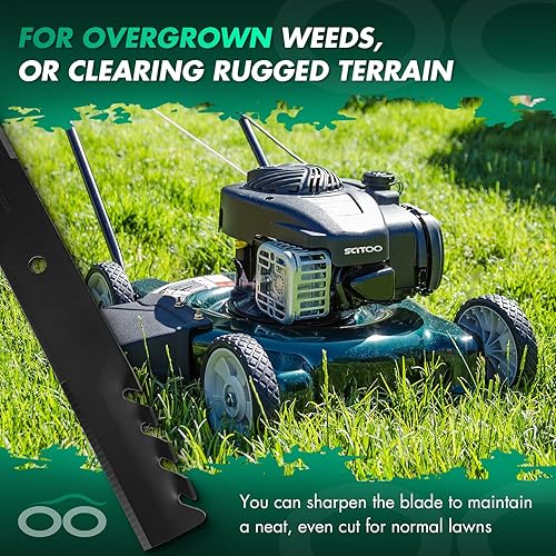 Miniatura 8 de SCITOO Paquete de 3 cuchillas para cortacésped, cuchillas de 61 pulgadas compatibles con Husqvarna para Schiller para Gravely 1520842 5020842