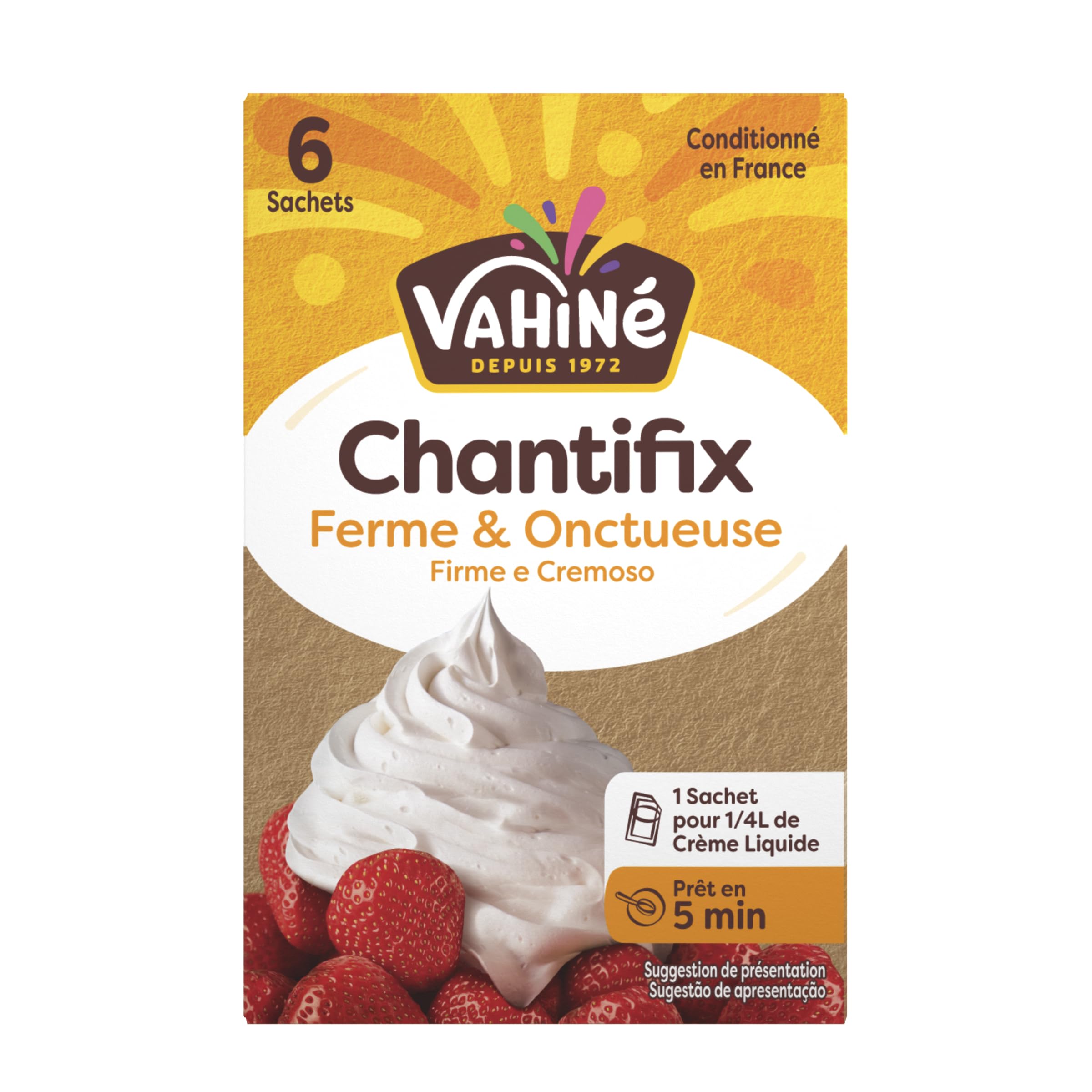 VAHINÉ - Chantifix, fest & cremig, Spezialität zum Fixieren Ihrer Zubereitungen auf Schlagsahnebasis 39 g 6 x 6,5 g