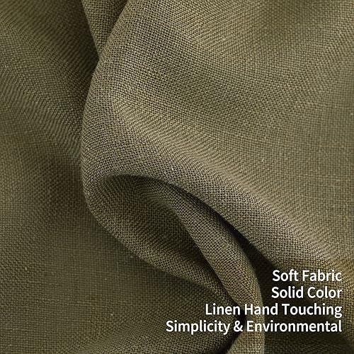 Vista 4 de Fashionwu Cortinas de lino para ventana, cortinas de filtrado de luz, cortinas rústicas para decoración del hogar, paneles de protección