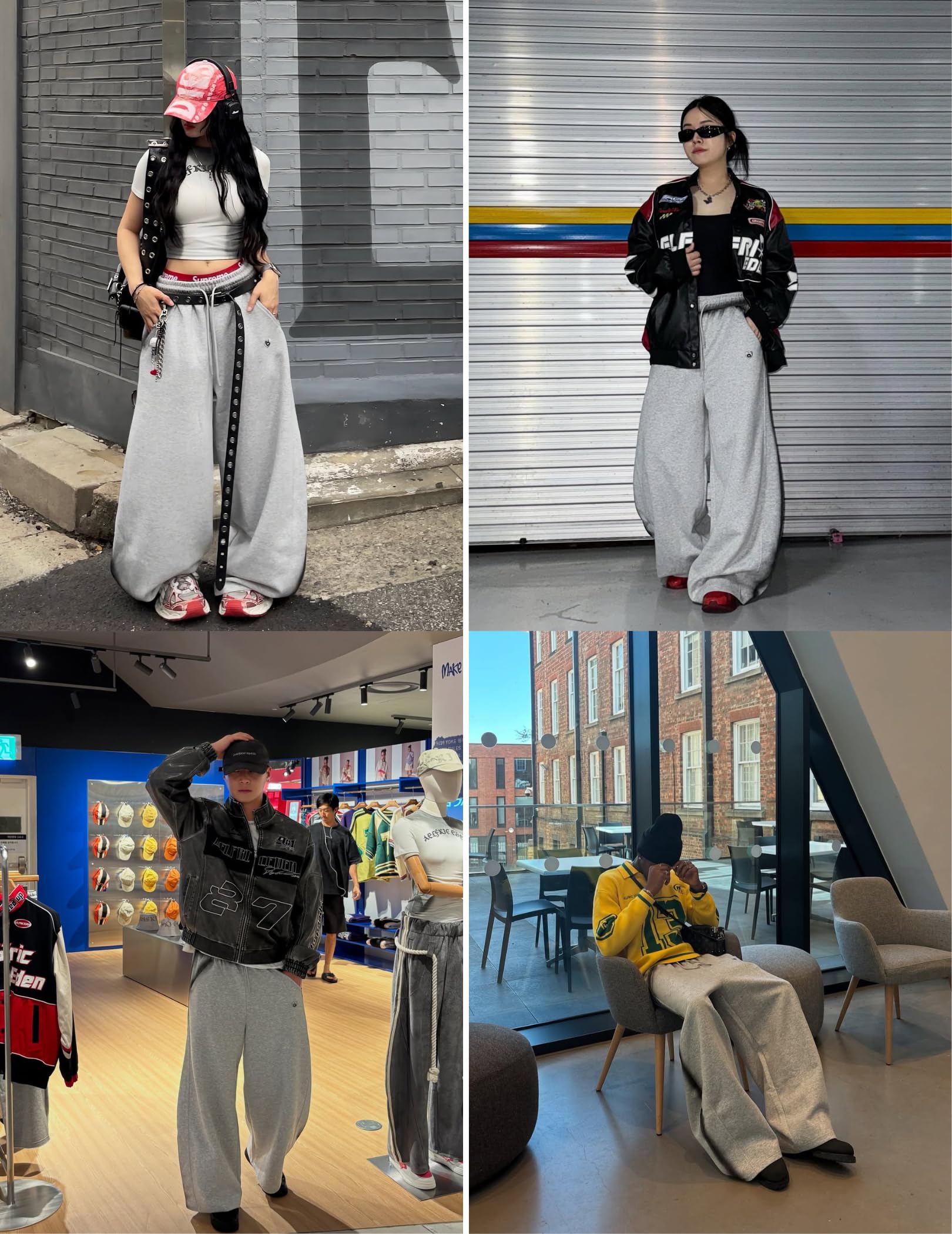Aelfric Eden Herren Baggy Jogginghose Damen Inkjet Barrel Sweatpants Baumwolle Kordelzug Freizeithose Graue Sporthose mit Taschen