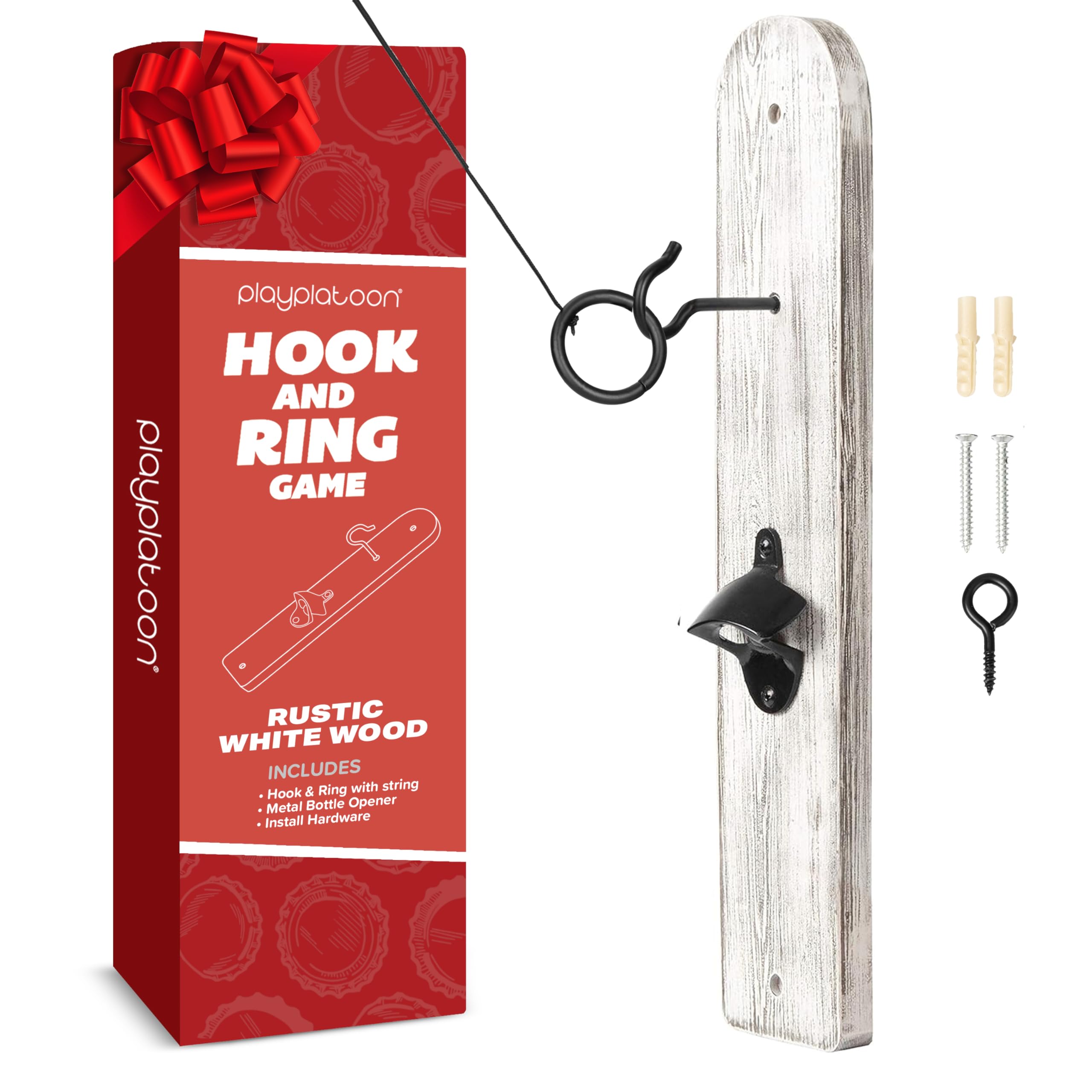 Play Platoon Hook and Ring Toss Bar Game - Wood Toss Ring Game - Perfect Home, Basements, &amp; Bar Gifts