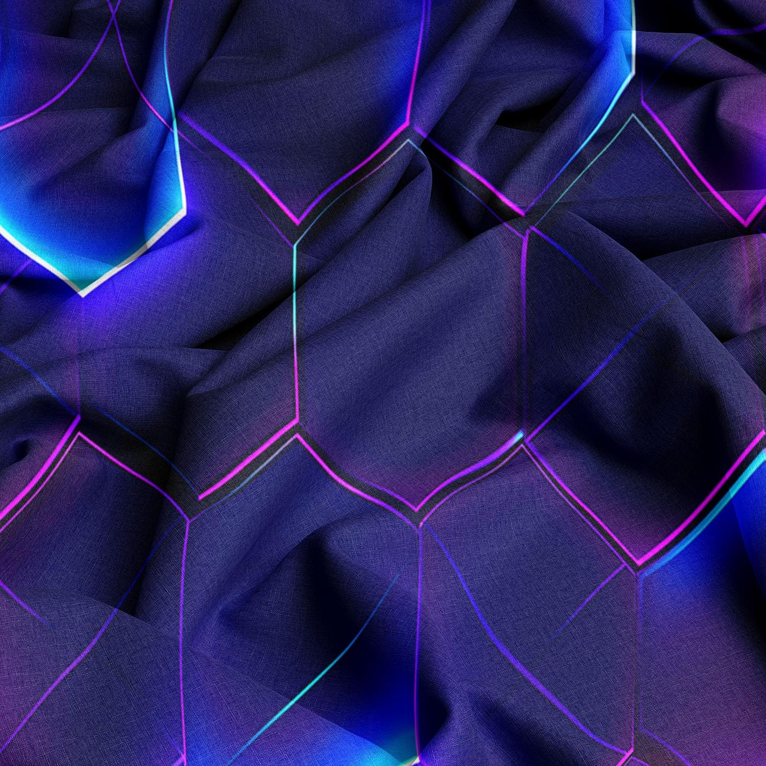 Biancheria da letto comfort, sfondo esagonale scuro, lenzuolo doppio stampato in 3 pezzi con 2 federe, lenzuola in tessuto viola extra morbido in microfibra spazzolata 160 x 200 + 30 cm