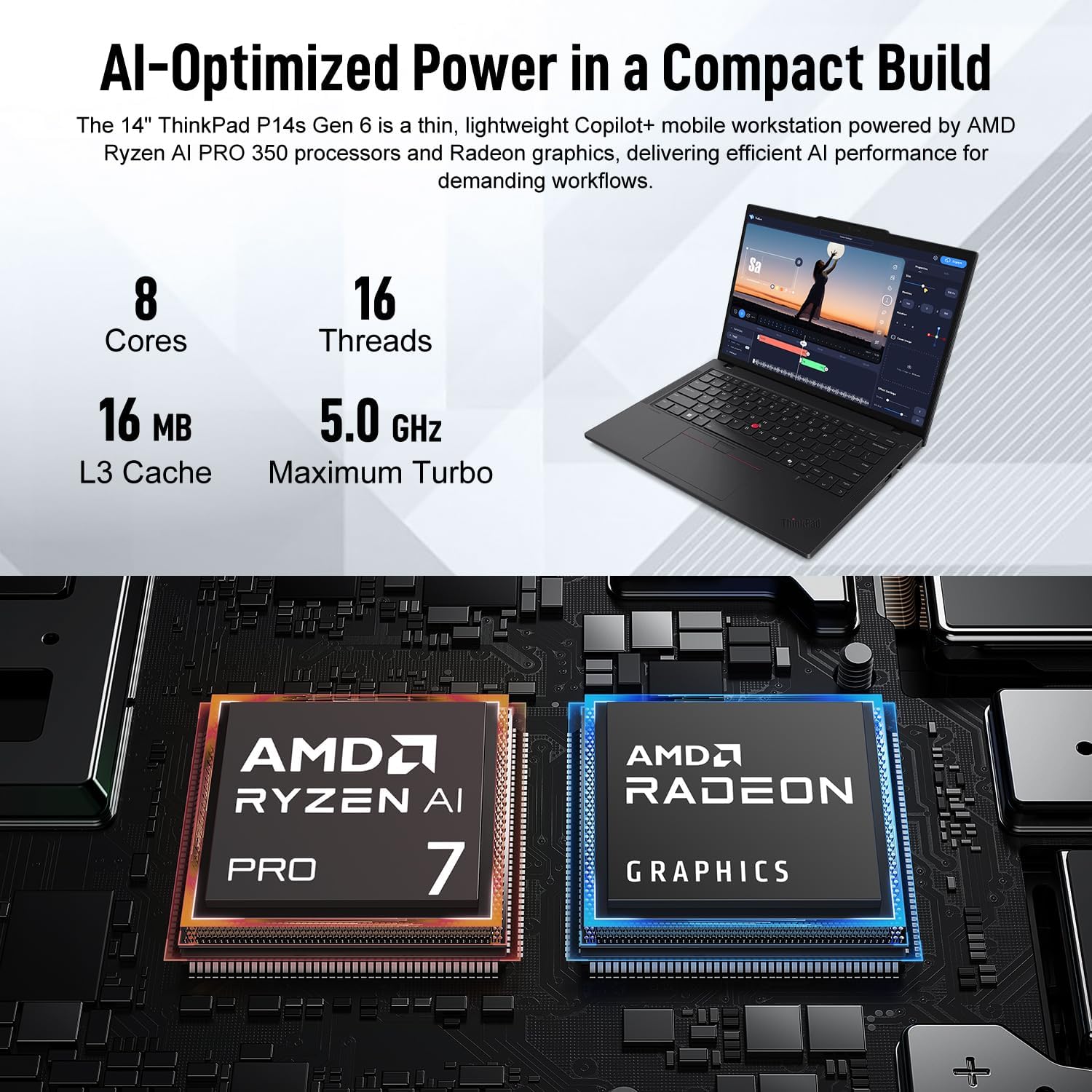 Lenovo ThinkPad P14s Copilot+ Mobile Workstation Laptop, AMD Ryzen AI 7 PRO 350, 14” FHD+ IPS Touchscreen, 96GB DDR5, 4TB SSD, Wi-Fi 7, HDMI, IR Camera, AI-Ready, Windows 11 Pro, w/Bundle