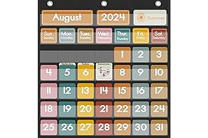 Classroom Calendar Pocket Chart for Kids Learning, Boho Classroom Calendar Decor with...