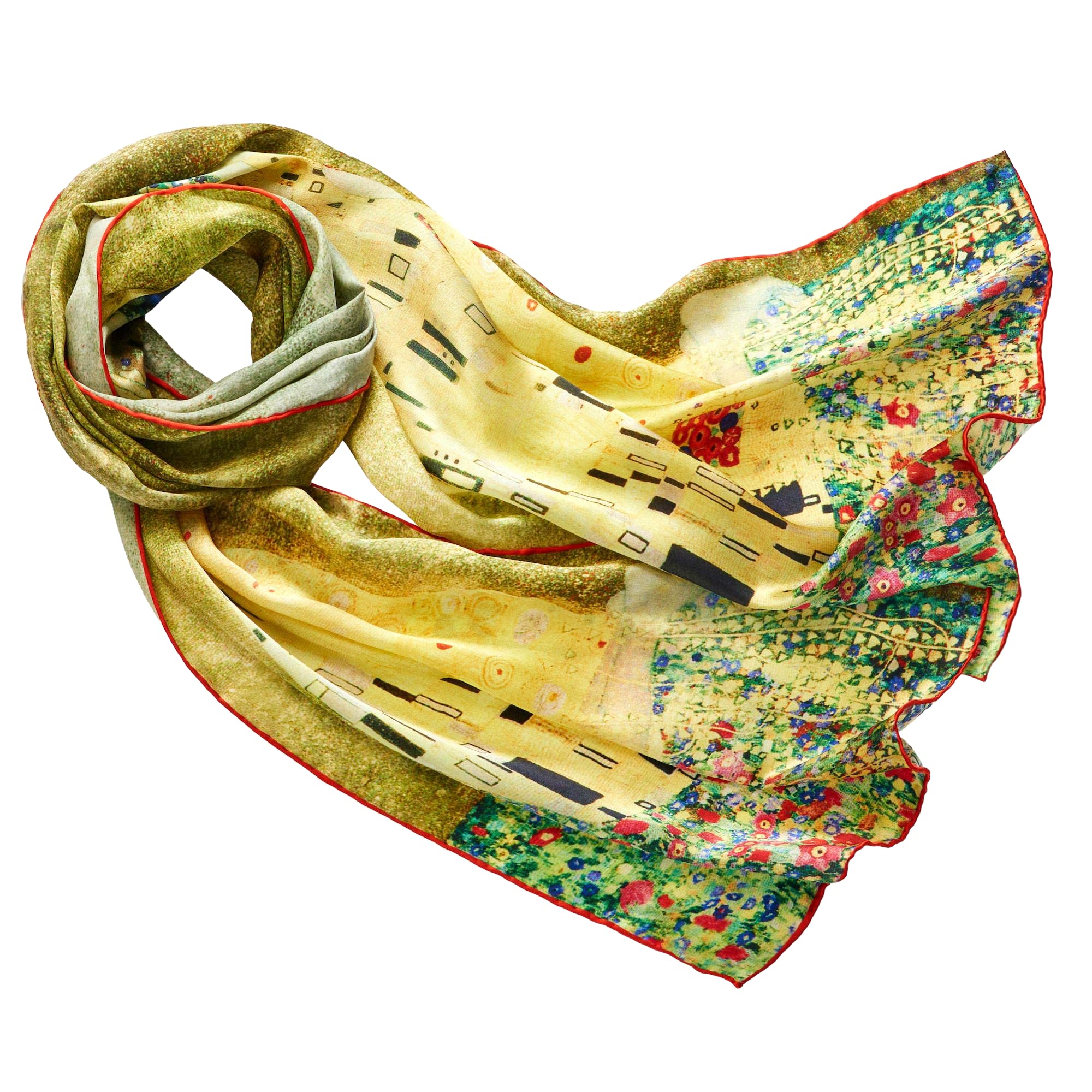 Prettystern Women 63 Inch long Gustav Klimt art nouveau golden painting Scarf gift for mum - the Kiss P760