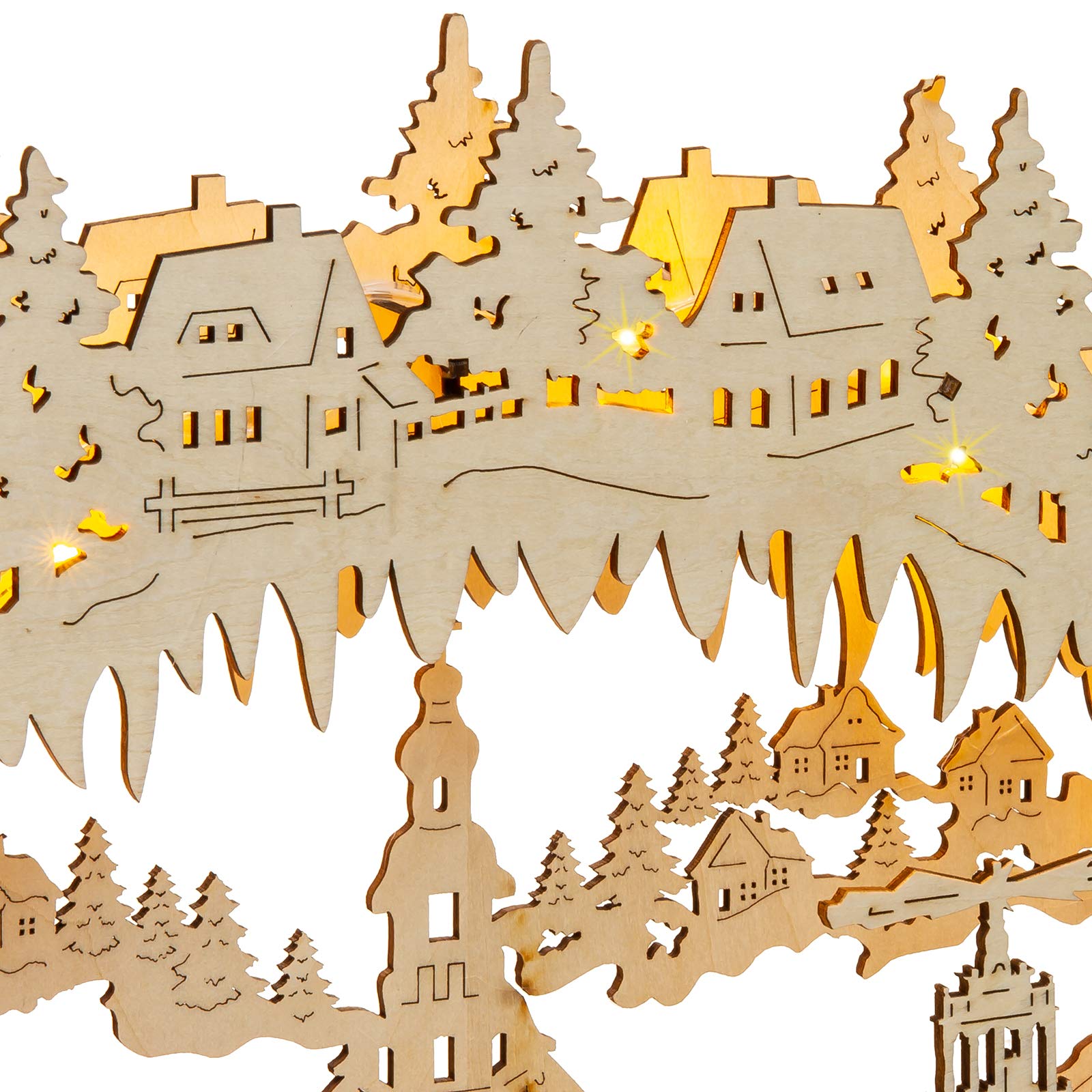 SIKORA LB48 beleuchteter LED Holz Schwibbogen Deko Lichterbogen Weihnachten Motiv Seiffener Weihnachtsmarkt inkl. Netzteil