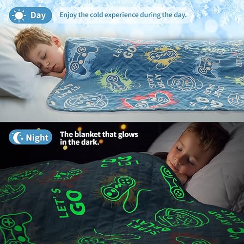 Miniatura 6 de Mantas refrescantes para personas que duermen con calor, manta que brilla en la oscuridad, regalo de controlador de juego para niños, Q-Max 0.4