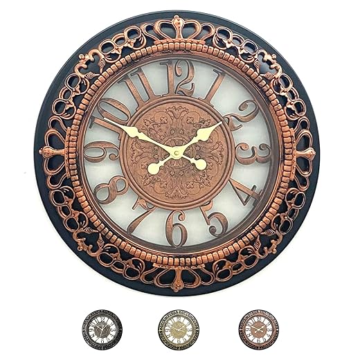 ANDSTAR 14 Inch Roman Numeral Wall Clock Silent Non Ticking Metal Frame with Glass Face, Battery