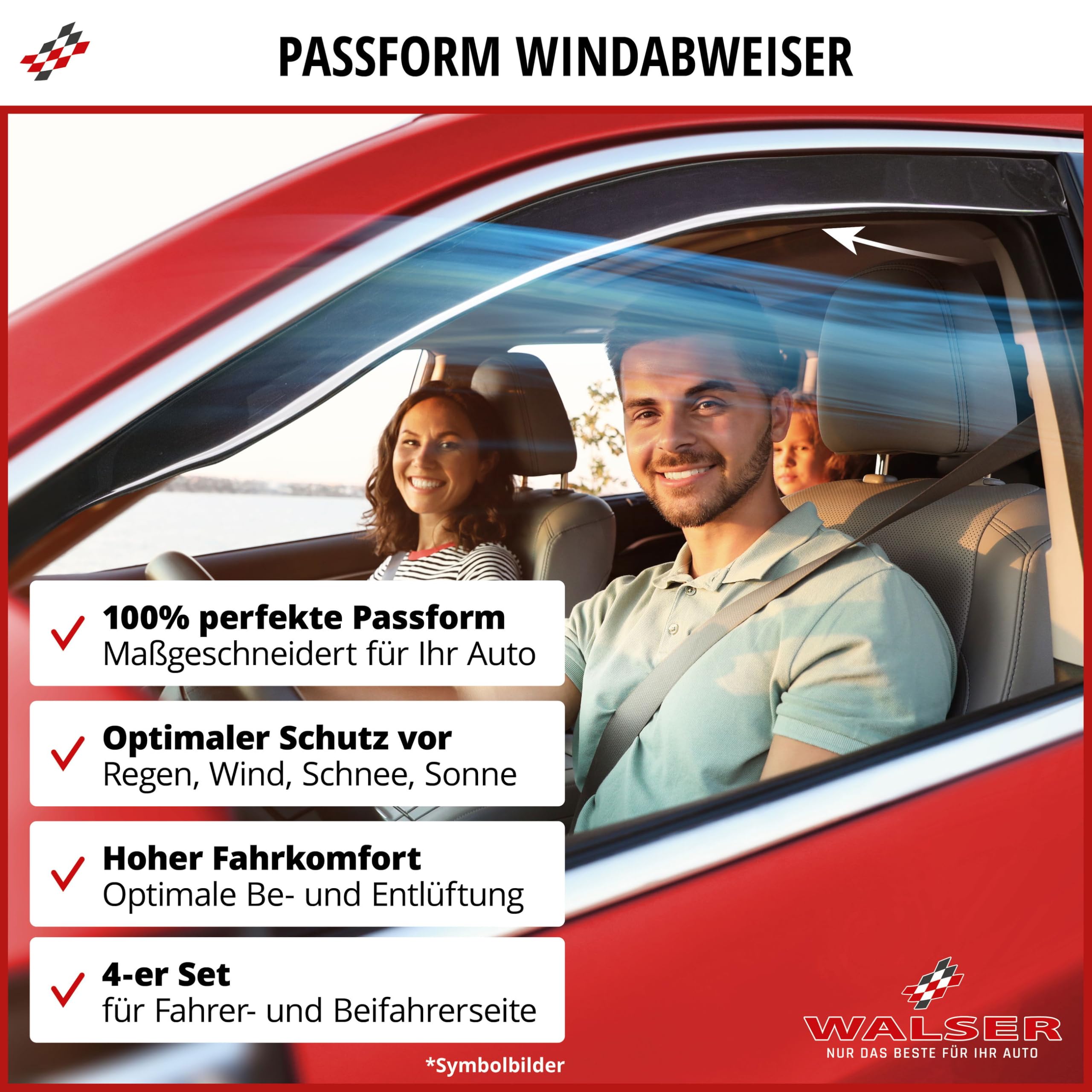 Walser Premium Auto Windabweiser für VW Up/Seat MII 2011-Heute, Skoda Citigo 2011-2019 3-Türer, Passform Regenabweiser Set für Fahrer- und Beifahrerseite, Auto Windabweiser 2 STK.
