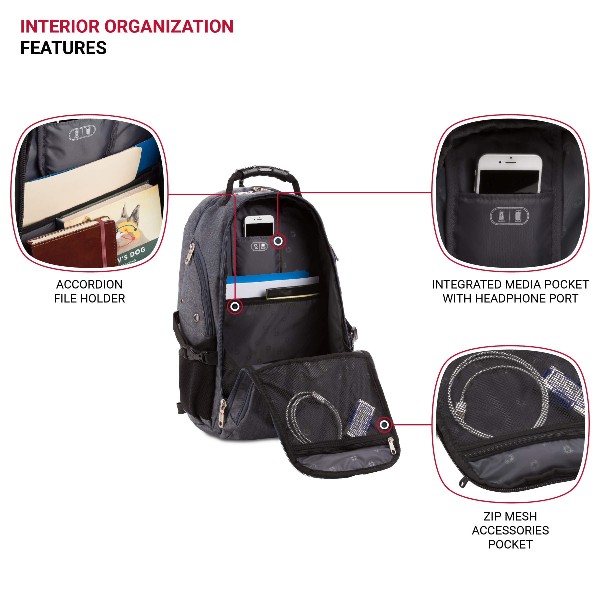 SwissGear 5977 Scansmart Laptop Backpack, Grey, 17-Inch, 5977 Scansmart Laptop Backpack Fashion
