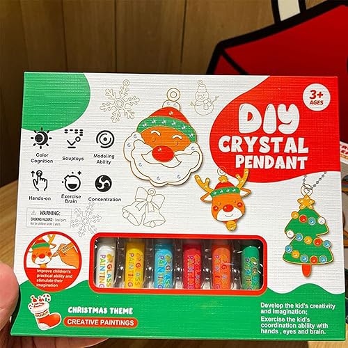 Miniatura 7 de Juego de manualidades y manualidades de pintura de cristal, kit de pintura de cristal, arte de bricolaje para niños, kit de llaveros de pintura de