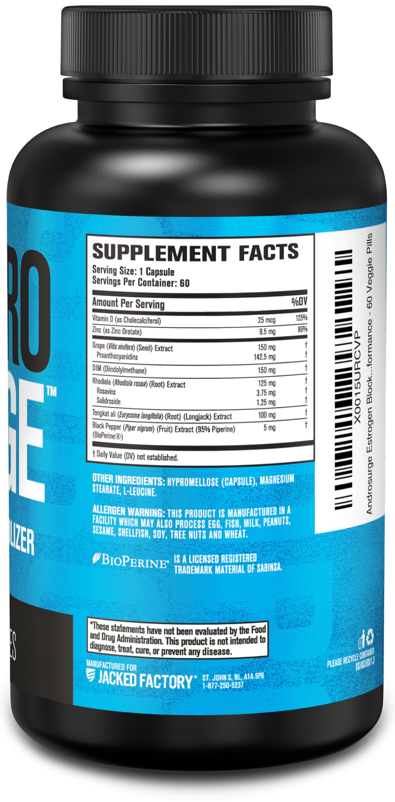 Jacked Factory Androsurge Estrogen Blocker for Men - Natural Testosterone Booster for Men & Estrogen Metabolizer with Tongkat Ali, DIM, Long Jack & More - Test Booster & Muscle Builder - 60 Count — Amazon image 8