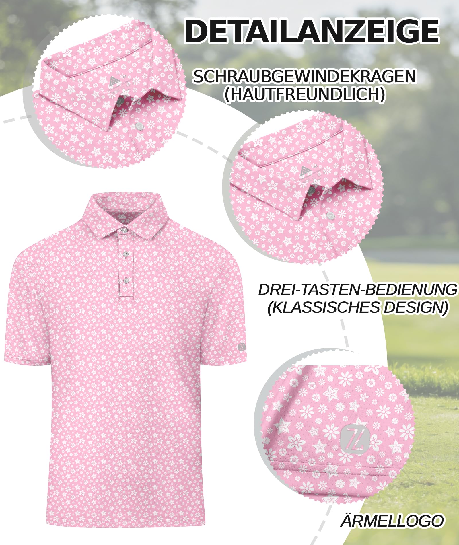 SwissWell Polo Hombre Manga Corta UPF 50+ Golf Polos Secado Rápido Transpirable Tenis Polo Camisetas Estampadas de Verano Casual T-Shirt