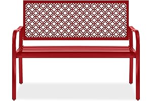 Best Choice Products Rose Red Outdoor Steel Metal Bench for Garden