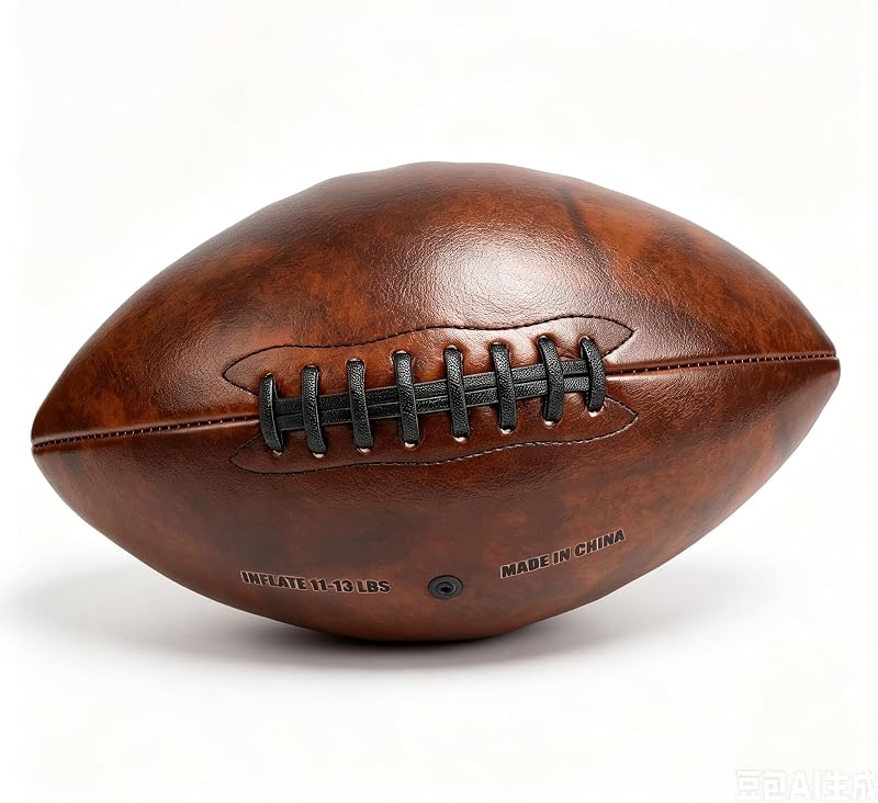 HERCHR Rugby Ball Size 9, Vintage PU Football Hand Stitched Super Grip Training Ball Water Resistant for Matches & Practice |Junior, Youth & Adult, College & Club Practice