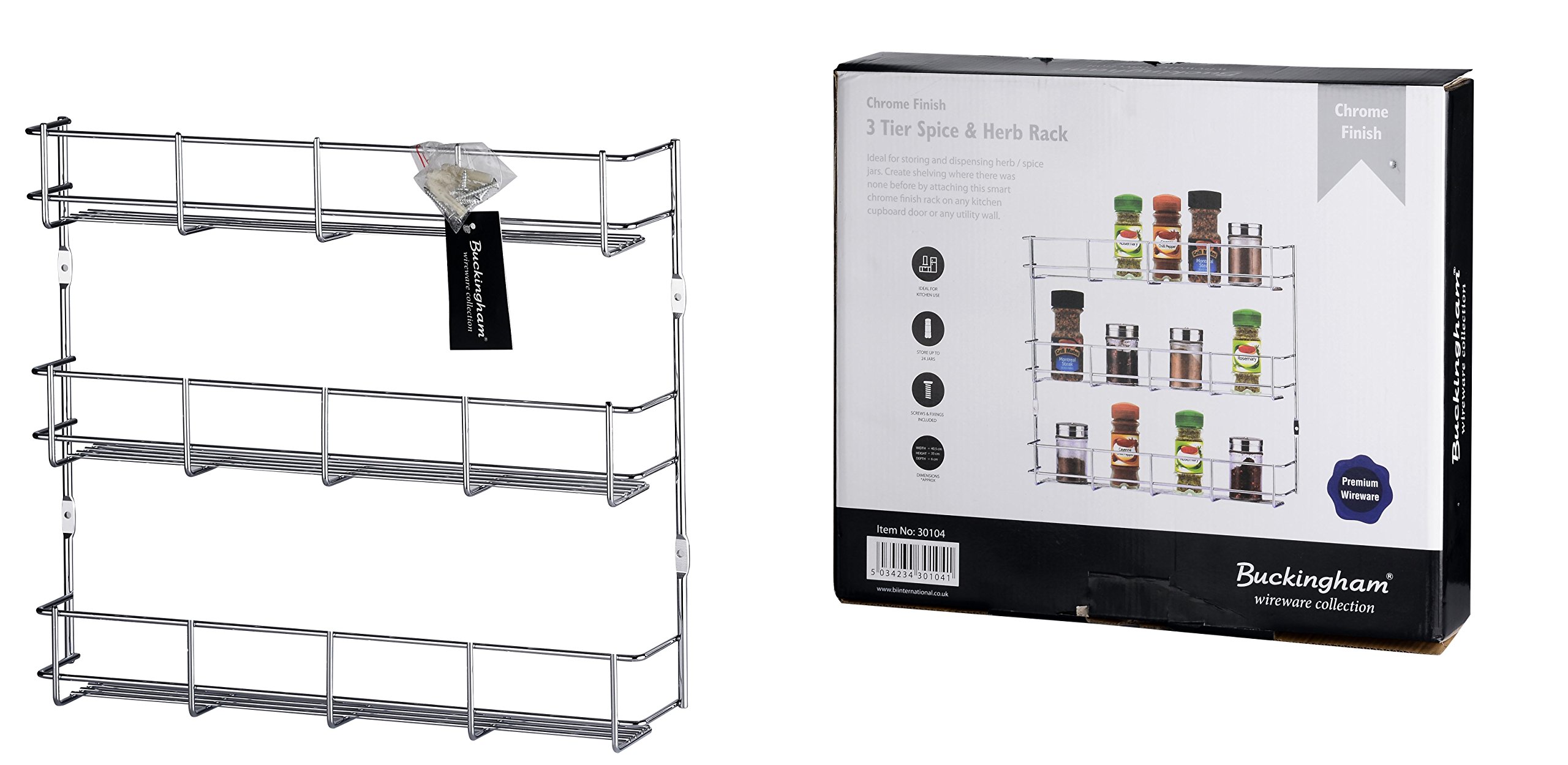 Buckingham Silver 3-Tier Spice And Herb Rack, Suitable For 500 Mm + Cupboard Door,