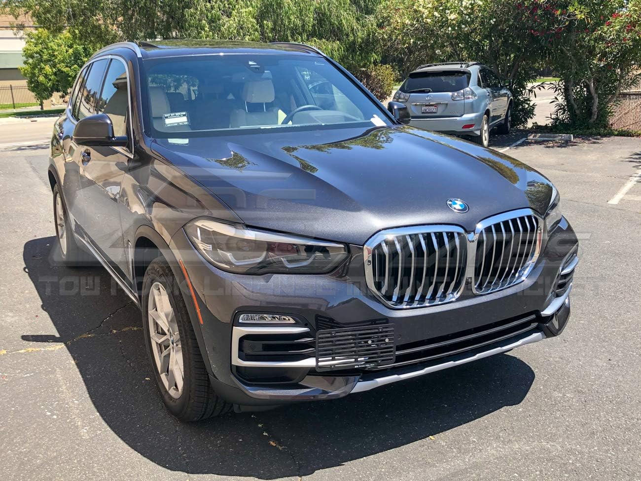 Extreme Online Store Replacement for 2019-2024 BMW X5 Models | EOS Plate Version 2 Front Bumper Tow Hook License Relocator Mount with Lowering Bracket Tow-512-V2 (Full Size)