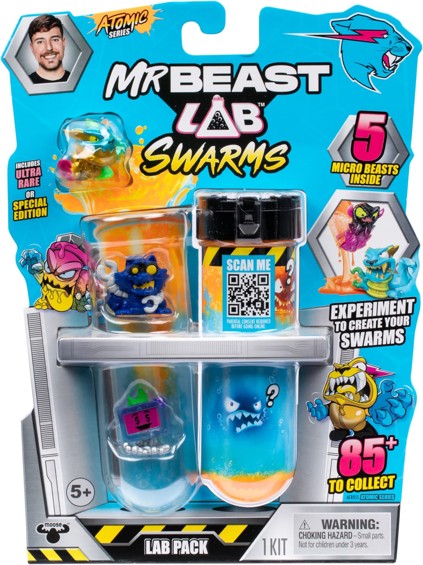 Swarms Series 2 Atomic Lab 5 Pack – Collectible Micro Beasts, Add Water & Shake Test Tube to Reveal 2 of 5 Surprise 1" Figures, 85 to Collect, Mystery Teams, Fun Unboxing Toy for Kids 5+