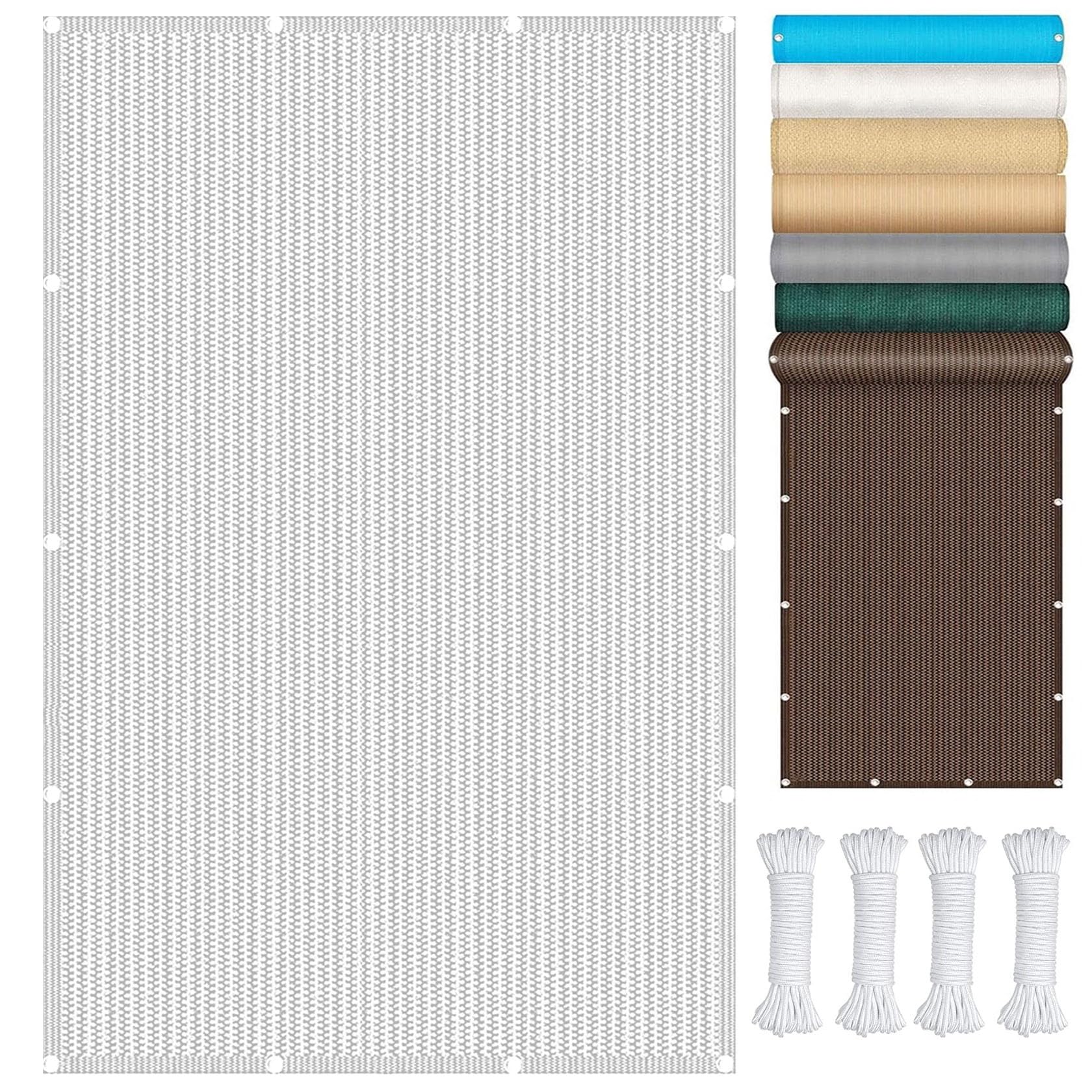 Voile d'ombrage rectangulaire 3.5x4m en HDPE blanc pour jardin et balcon