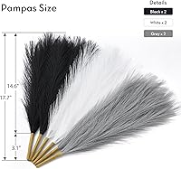 Vista 9 de Serwalin Decoración de Hierba de las Pampas, Decoración de Pampas Negra, 17 pulgadas, 6 piezas de Hierba Sintética de Pampas, Decoración Moderna