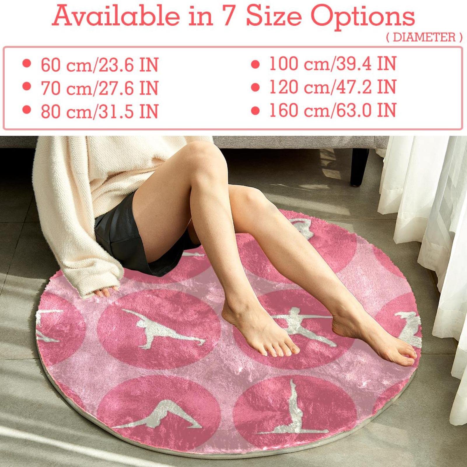 Tapis rond Pose de yoga (3) Tapis de chambre à coucher Tapis de chaise doux Tapis lavable