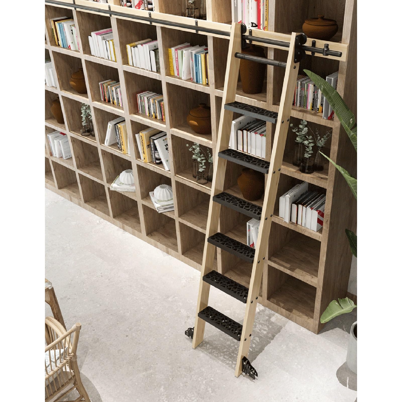 Zestaw osprzętu do drabin przesuwnych 300 cm okrągły tor rurowy do biblioteki/loszu/domu rolka podłogowa z hamulcem do wewnątrz 400 cm zestaw gąsienic