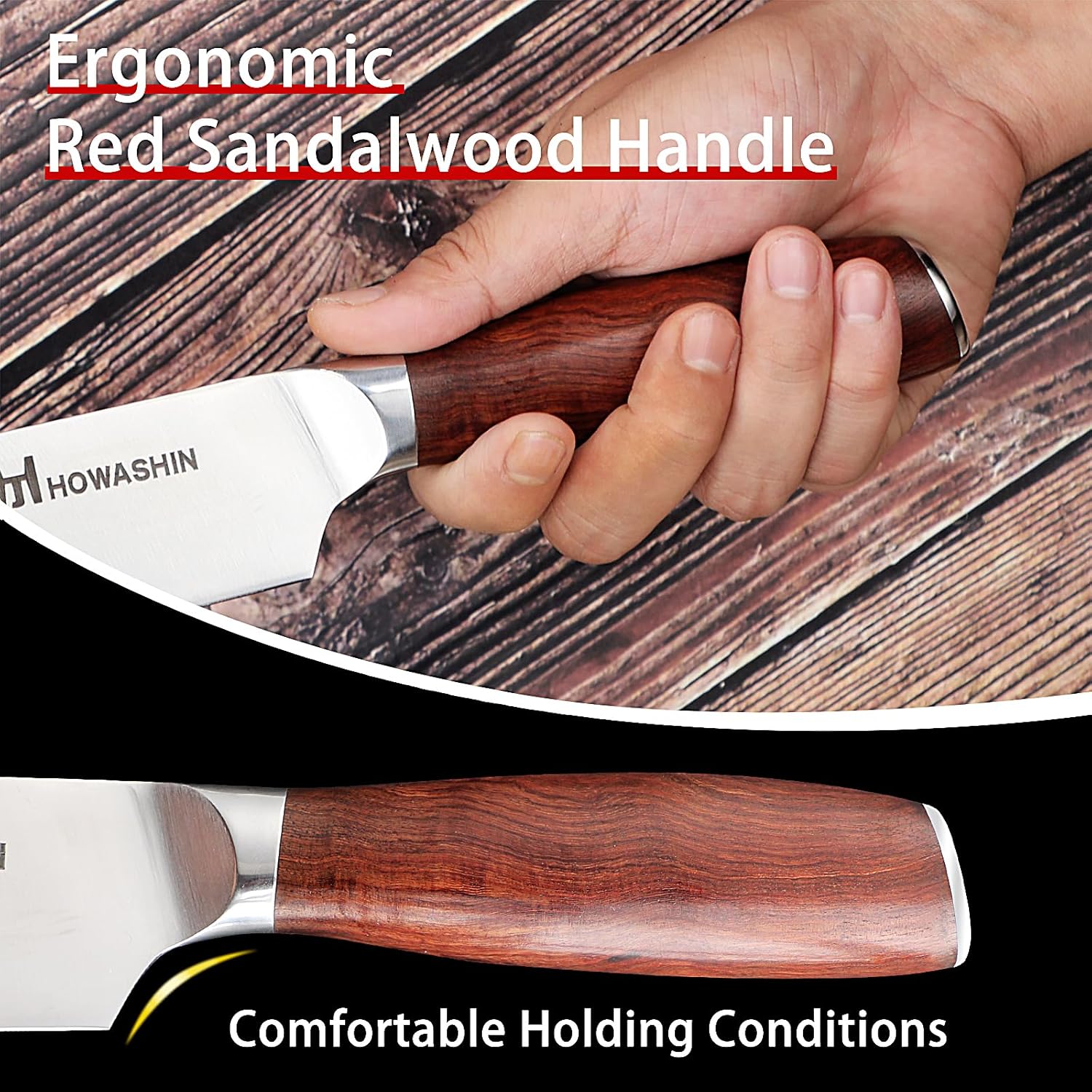 5PCS Kitchen Knives Set, Professional Chef Knife Set, High Carbon Stainless Steel Ultra Chef Knife Sets with Ergonomic Sandalwood Handle for Chopping Vegetable and Cooking