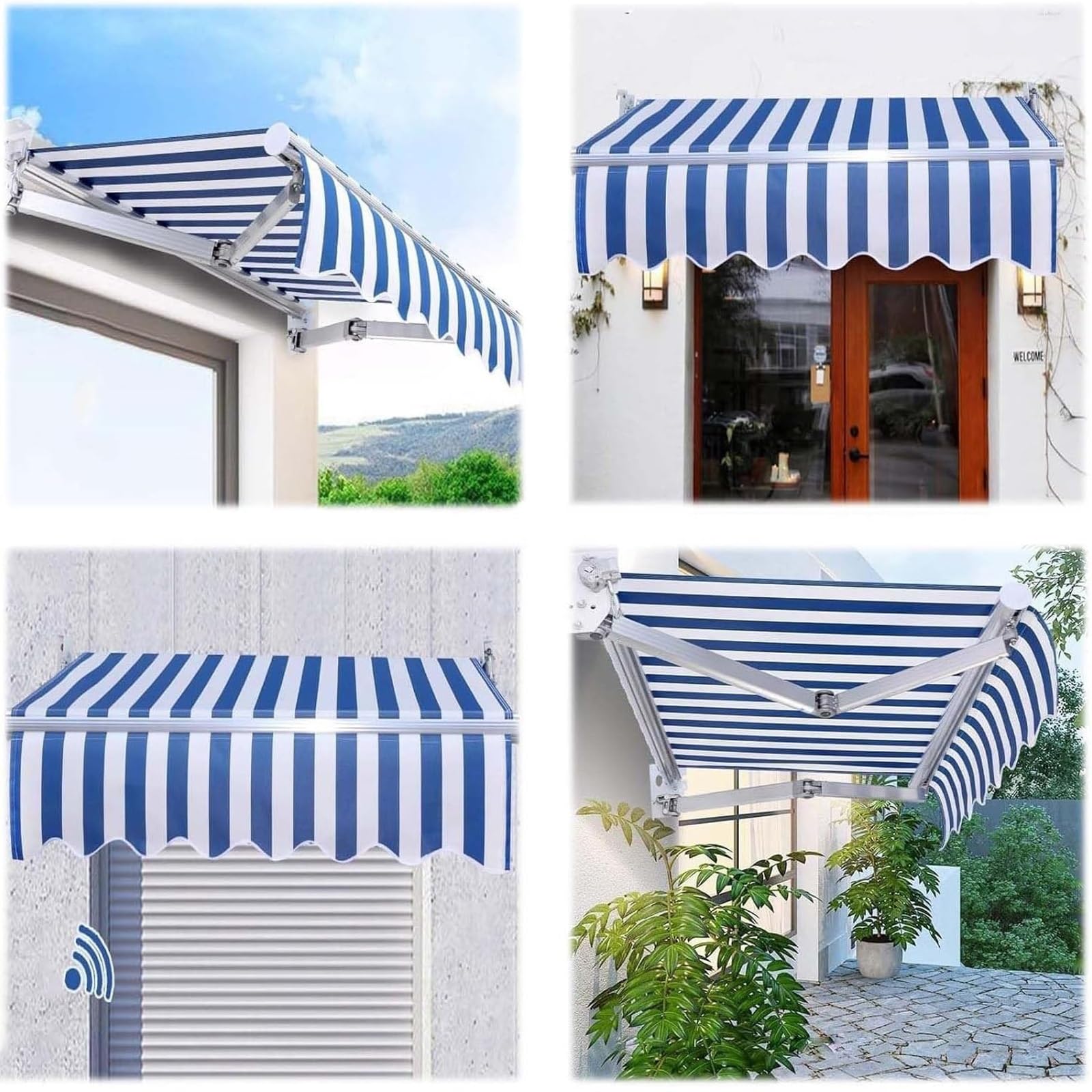 Ersatz-markisenstoff,Sonnenschutz Markisentuch Für Garten Mit Volant, Markisenbespannung Canvas Einziehbare, Wasserdichter Mehrzweck-Markisenschutz