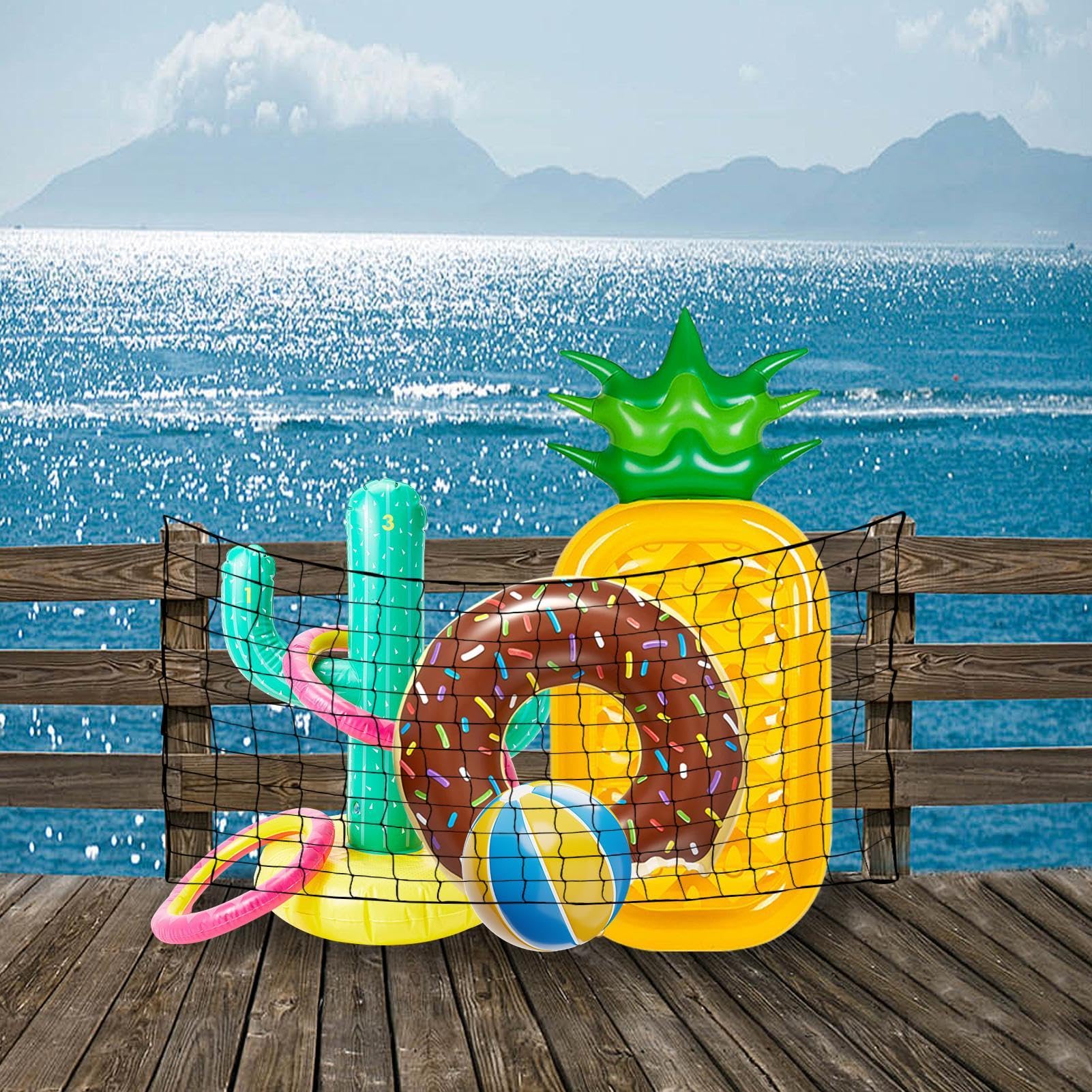 Organisateur de flottants au bord de la piscine, sac en filet de rangement