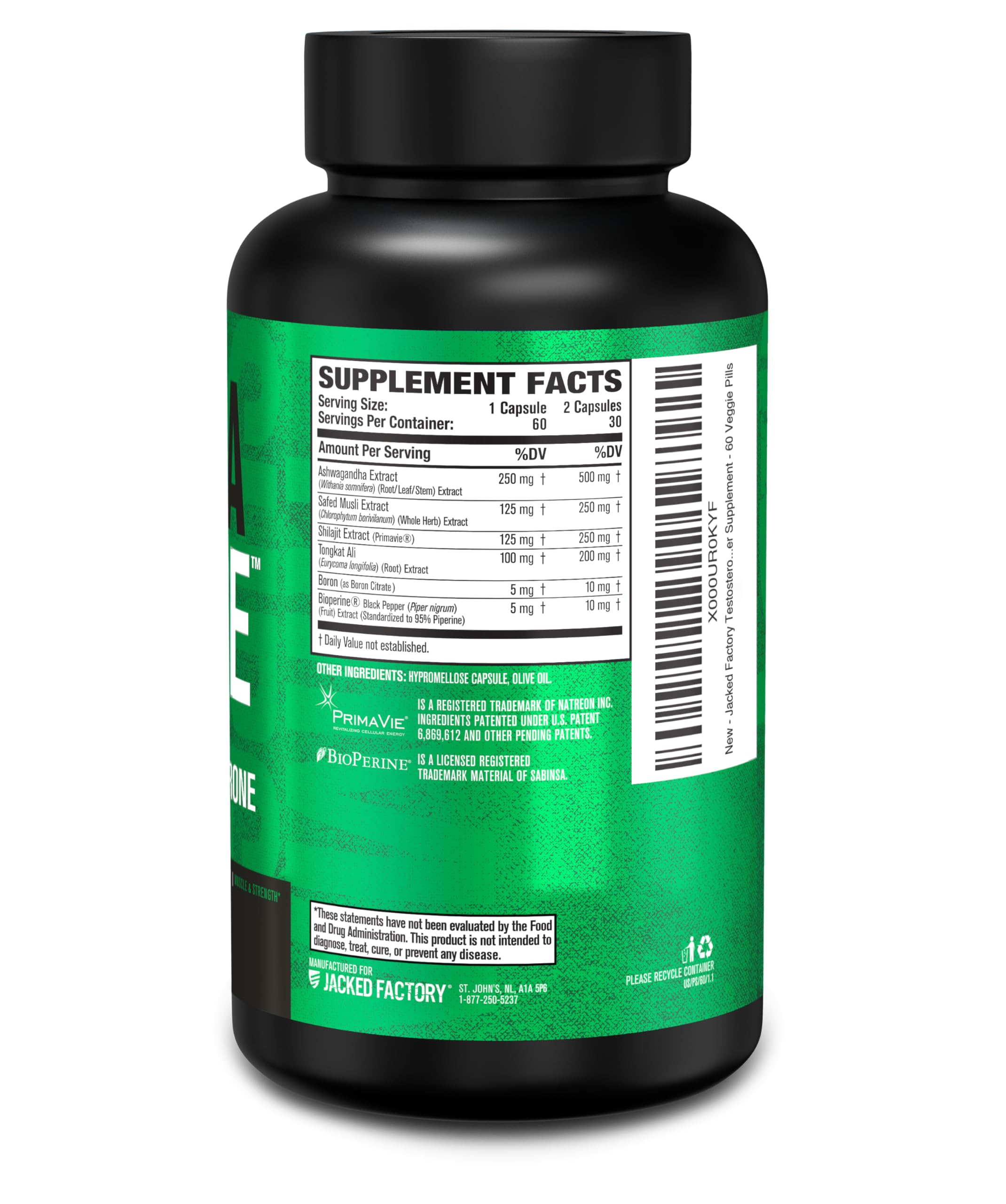 Jacked Factory Testosterone Booster for Men PRIMASURGE - w/Tongkat Ali, PrimaVie, Ashwagandha - Boost Vitality, Muscle Growth & Energy | Natural Muscle Builder Supplement - 60 Veggie Pills — Amazon image 8