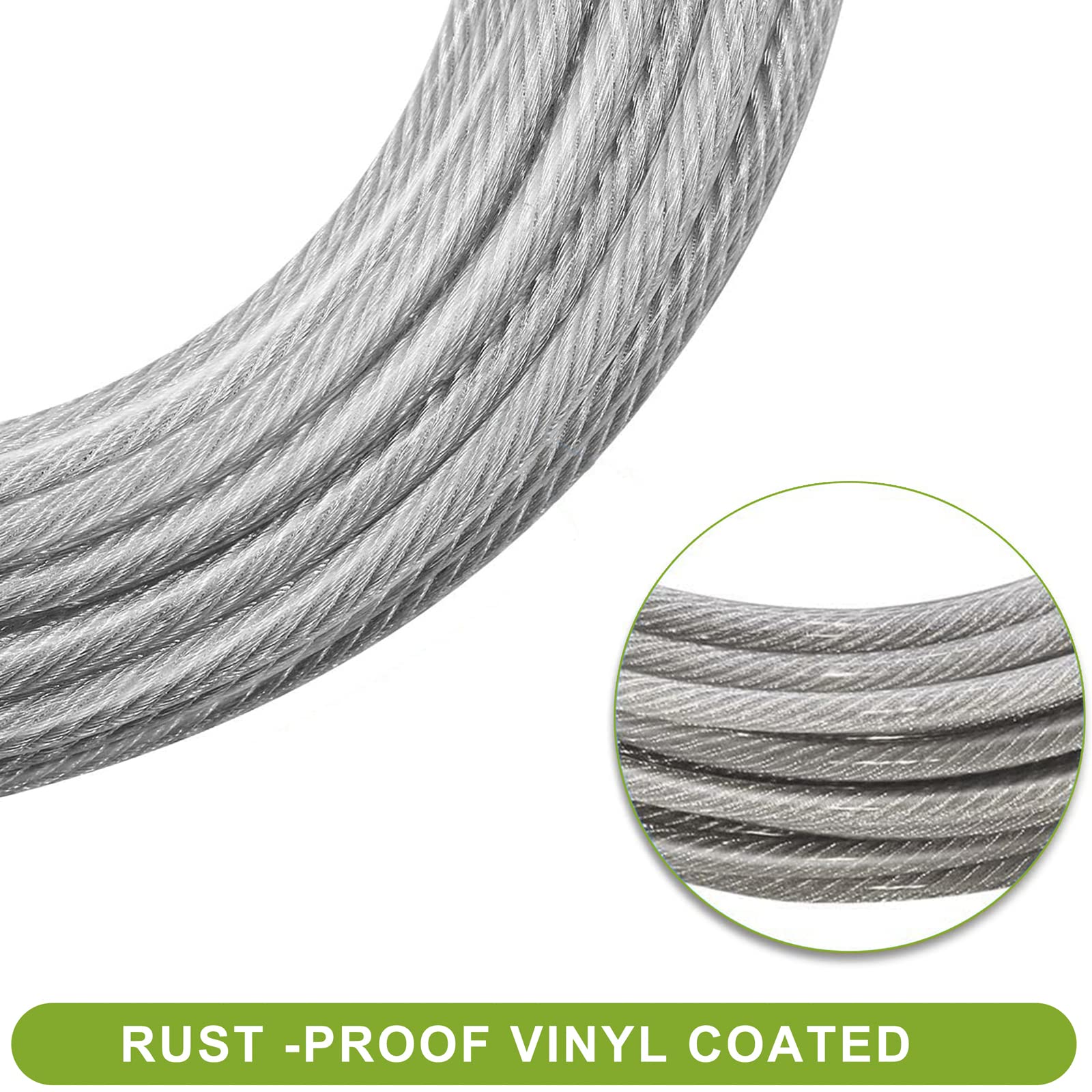 CLKHOWL Dog Tie Out Cable, 32FT Long, Silver, Up to 125Ibs, Heavy Duty Dog Lead Line for Outdoor, Yard, Camping 2