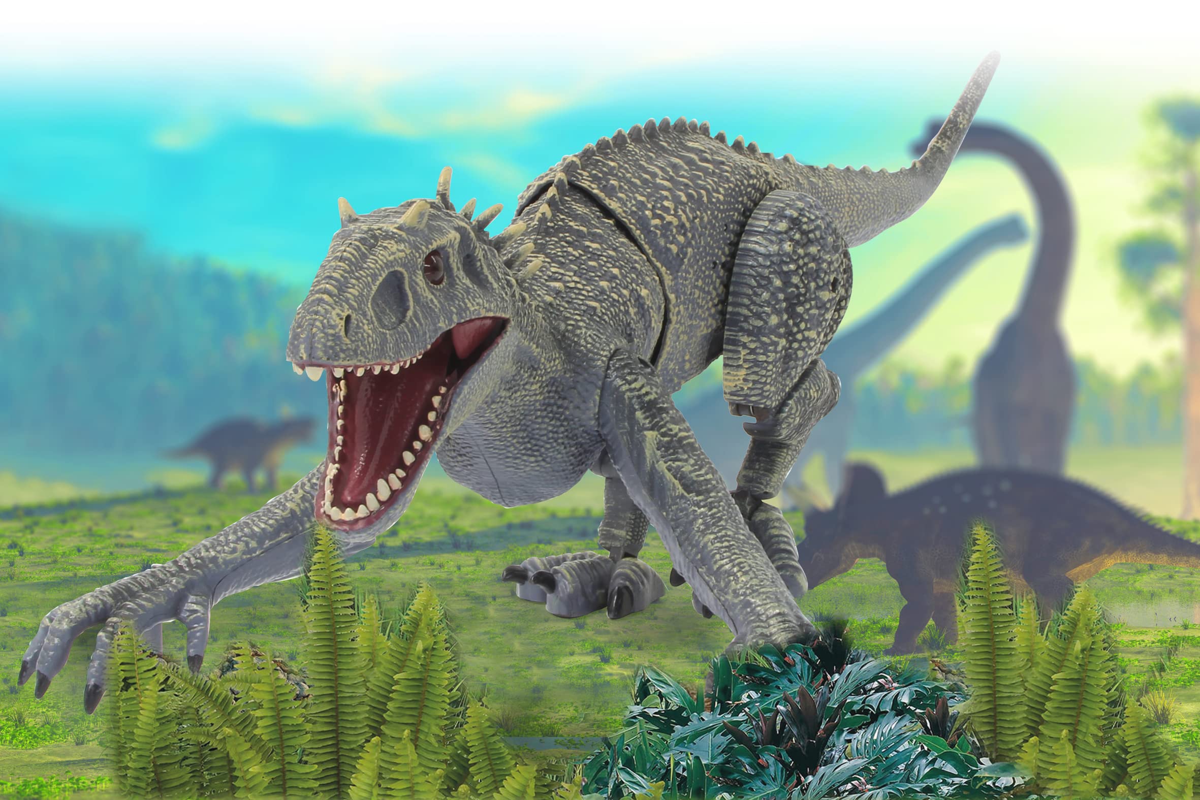 JAMARA Dinosaurier Exoraptor Li-Ion 3,7V 2,4GHz - Vorderfüße auf 2 Rollen, bewegliche Teile, realistisches Dinosauriergebrüll, ferngesteuert RC