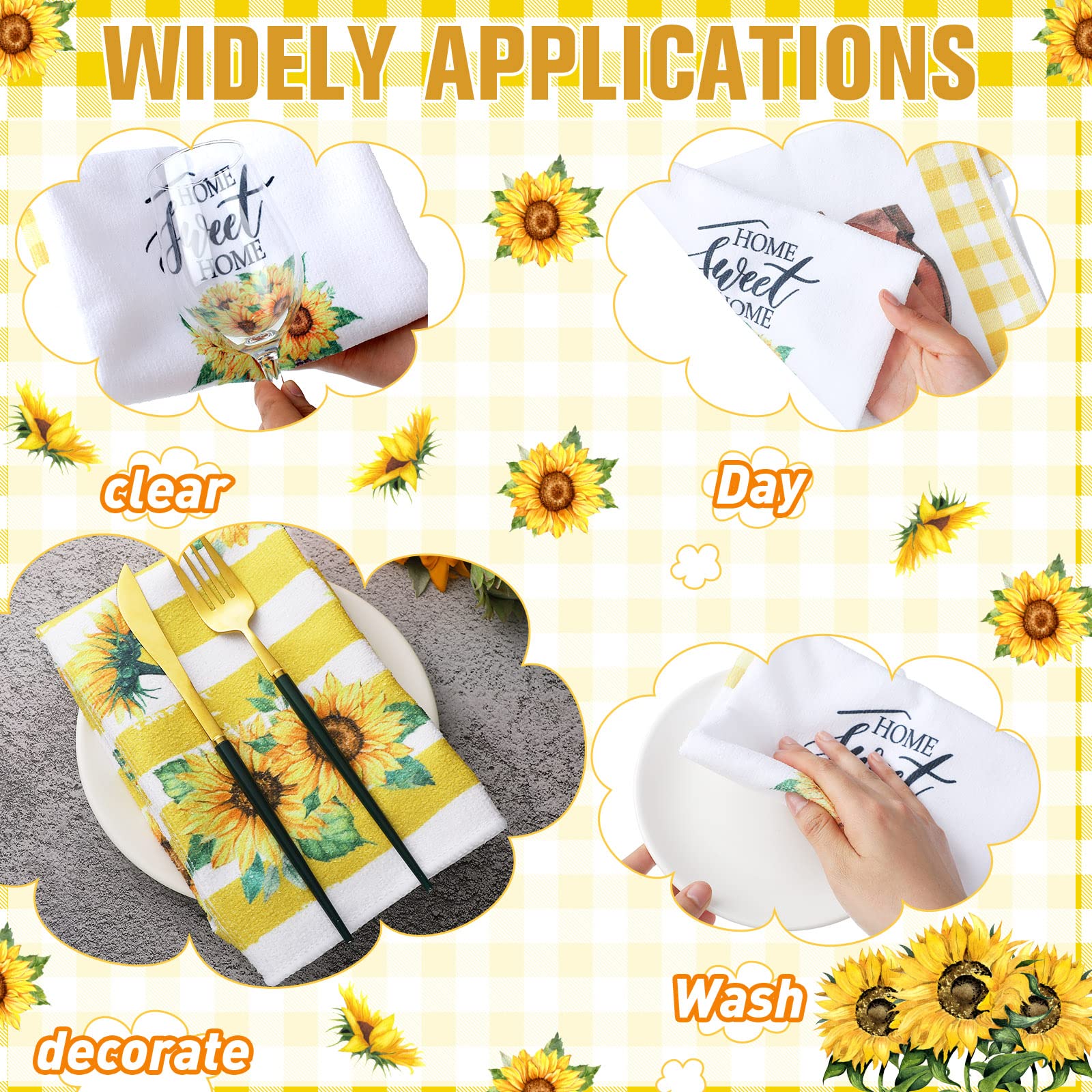 Tranqun Geschirrtuch-Set 6-teilig – Mit Sonnenblumen-Motiv, 40 X 60 Cm, Aus Polyester | Saugfähig & Schnell Trocknend | Lustige Küchendeko & Praktisches Geschenk