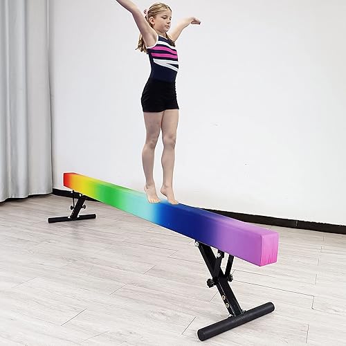 Miniatura 99 de Viga balana ajustable para niños, haz de gimnasia de 8 pies, haz de piso alto y bajo para todos los niveles de gimnasia, equipo de gimnasia Aurora