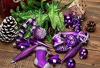 Vista 3 de 54 adornos navideños surtidos para decoración de árbol en caja de regalo (púrpura, caja de regalo)