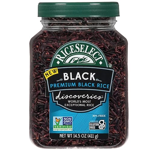 RiceSelect Discovery - Arroz negro de alta calidad grano entero sin gluten sin OMG vegano tarro de 145 onzas