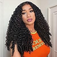 Vista 82 de Peluca de cabello humano ondulado profundo de 24 pulgadas, sin pegamento, sin encaje frontal, color borgoña #99J, peluca de cabello humano rizado