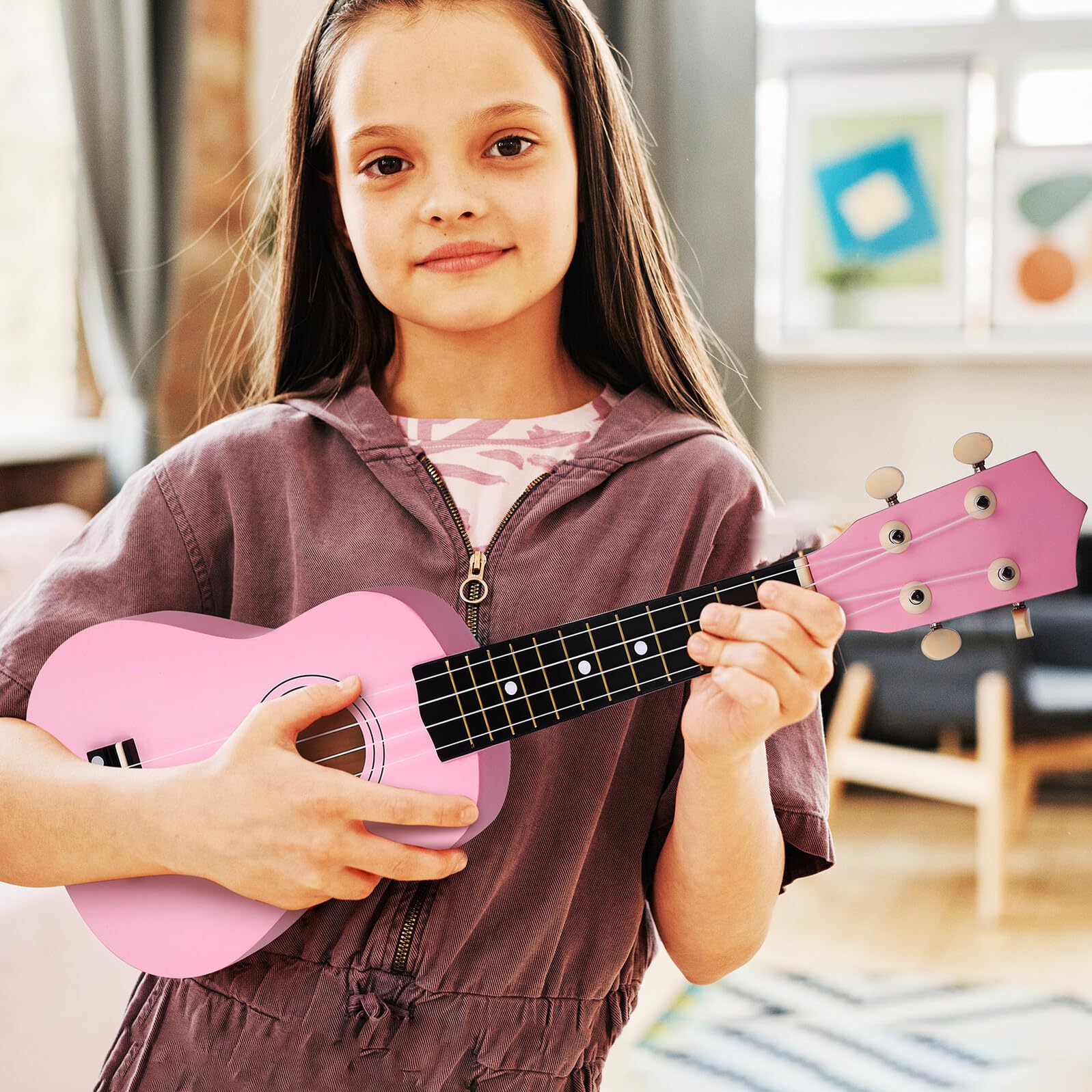 Ukelele Soprano Cuerdas de Repuesto con Bolsa de Almacenamiento de 21 Pulgadas Diseño Ligero de Madera de Basswood Fácil de Tocar para Niños y Adultos