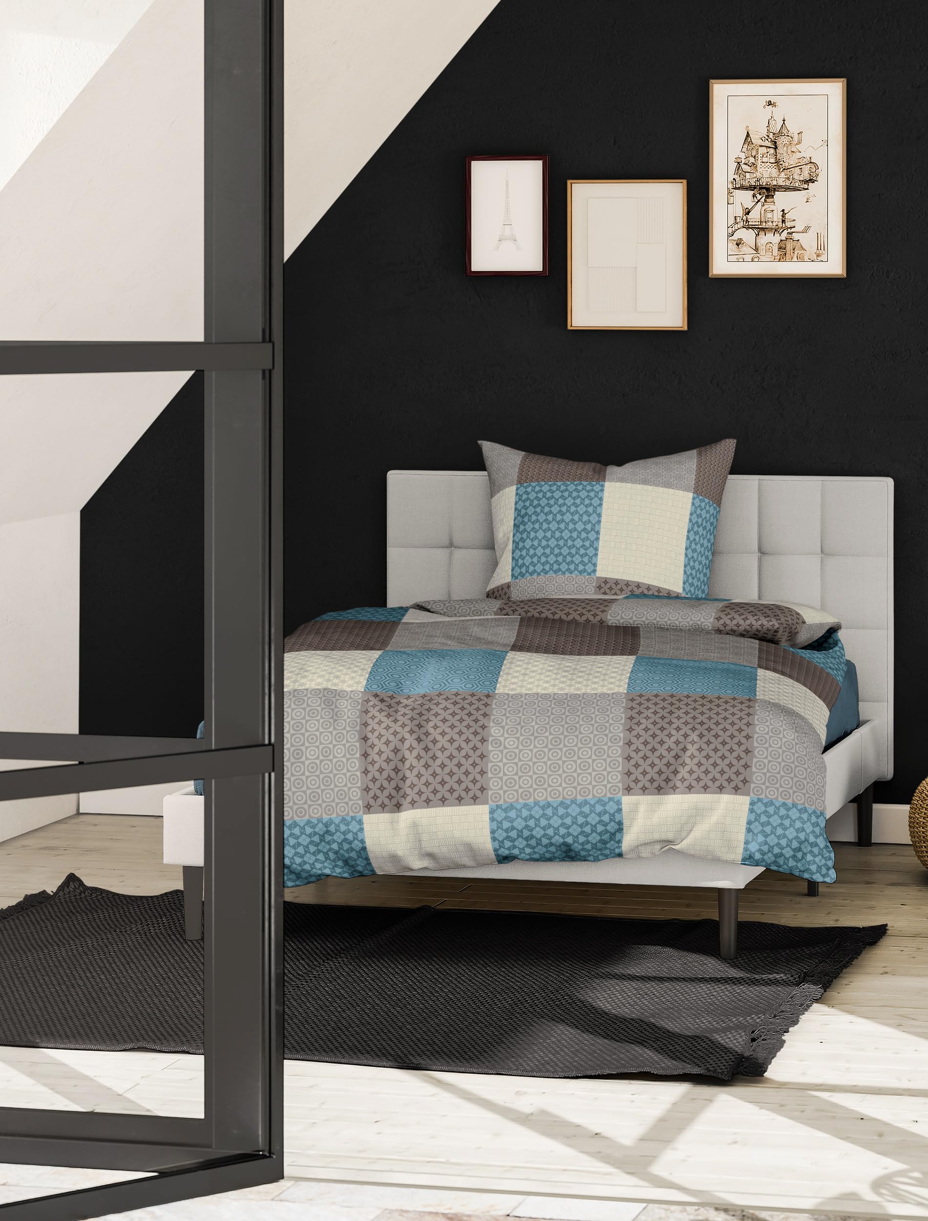 Bierbaum bed linen 6277, Fine Beaver, Made in Germany, Mocha 04, 200x200 + 2x 80x80 cm, For Double Bed