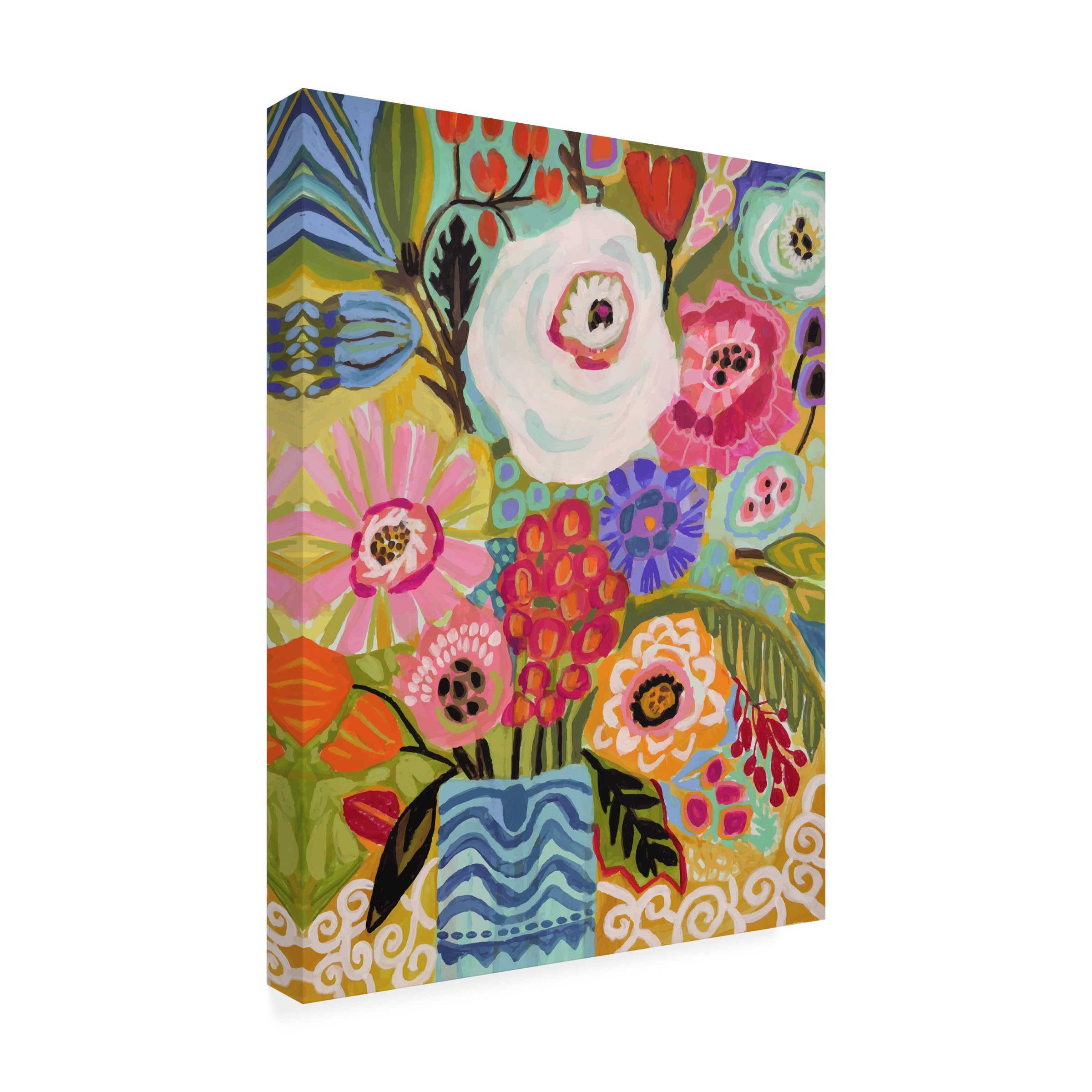 Canvas Wall Art - Karen Fields Fresh Flowers In Vase Ii Wall Art for Living Room Bedroom or
