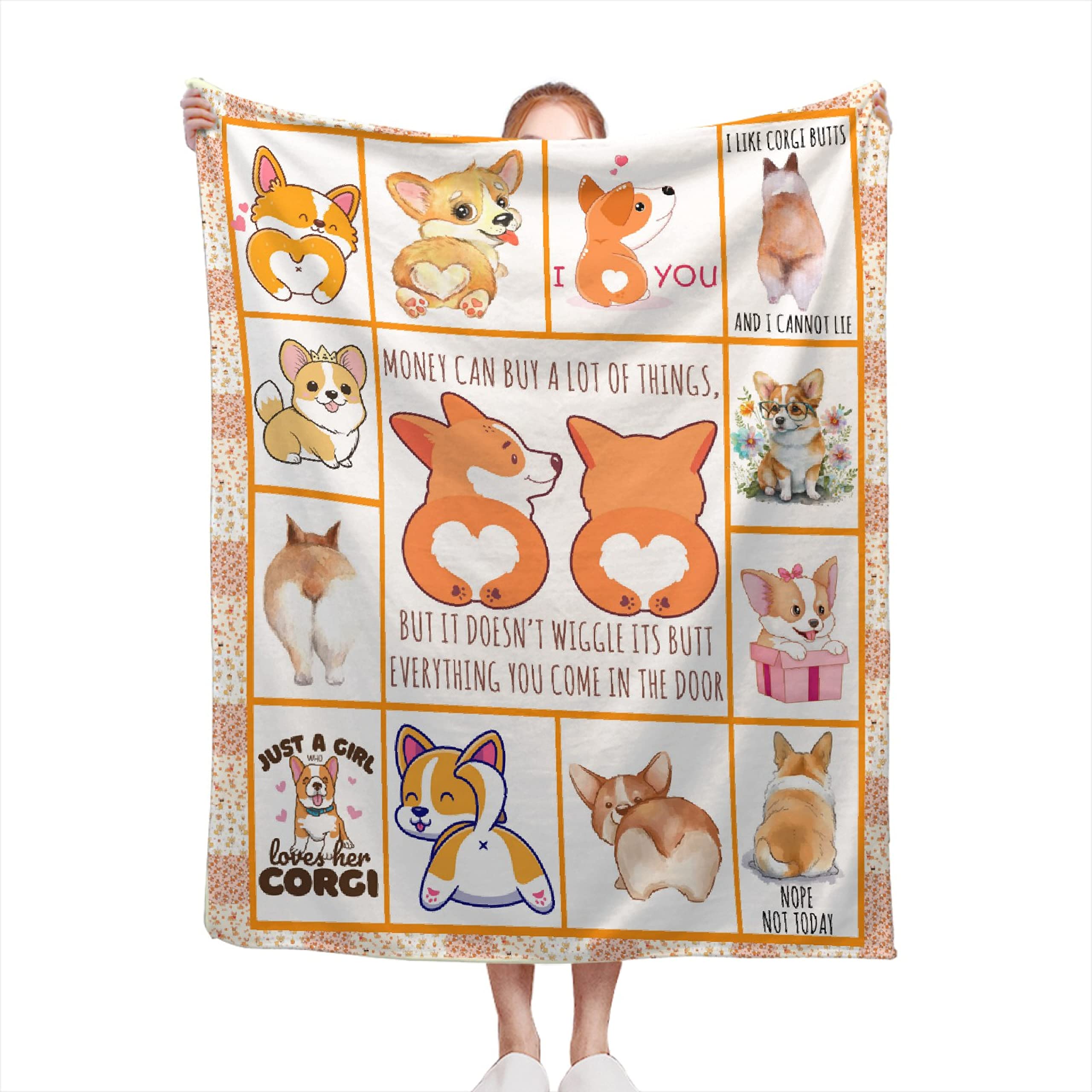 Cute Corgi Blanket,Lightweight Flannel Fleece Love Cute Corgi Throw Blanket Gifts for Girl All Season,Blanket for Bed/Couch/Sofa 40