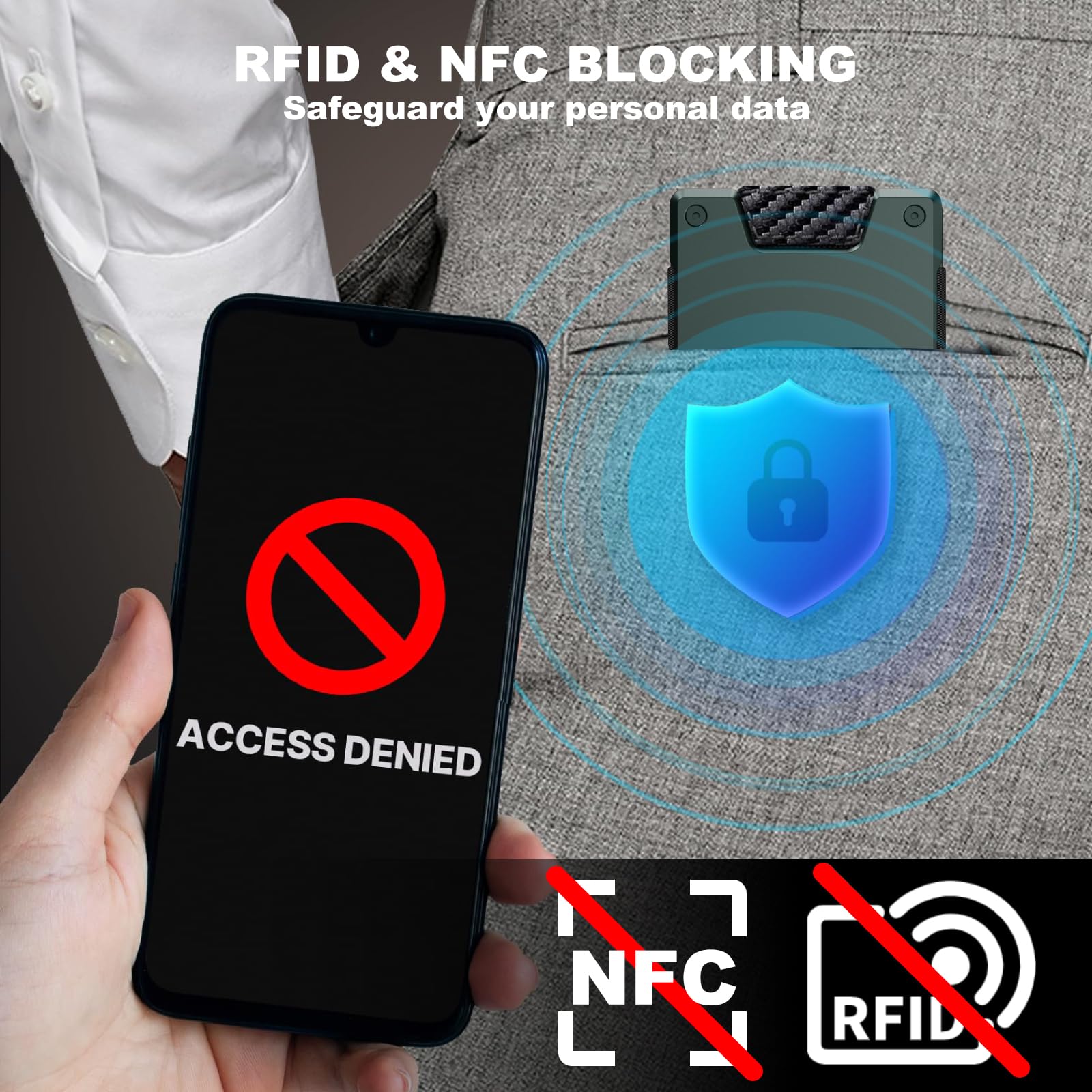 ZXLIHS Wąski portfel męski - minimalistyczny kompaktowy portfel i etui na karty 25+, portfele z przednią kieszenią chronioną RFID dla mężczyzn ze zintegrowanym elastycznym paskiem gotówkowym 10+
