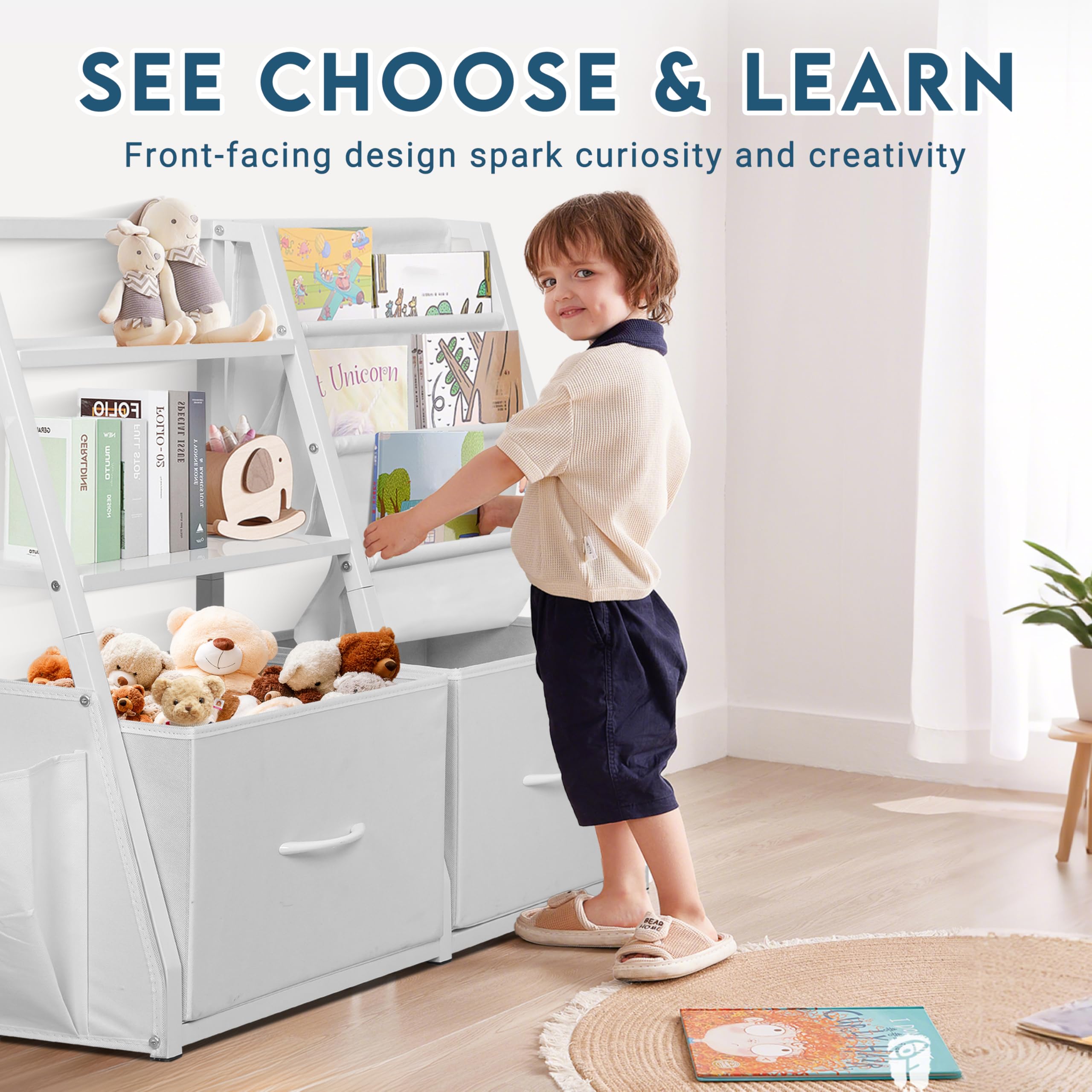 デザイン Amazon.com: LOFTEY Kids Bookshelf and Toy Storage, Toy Box with