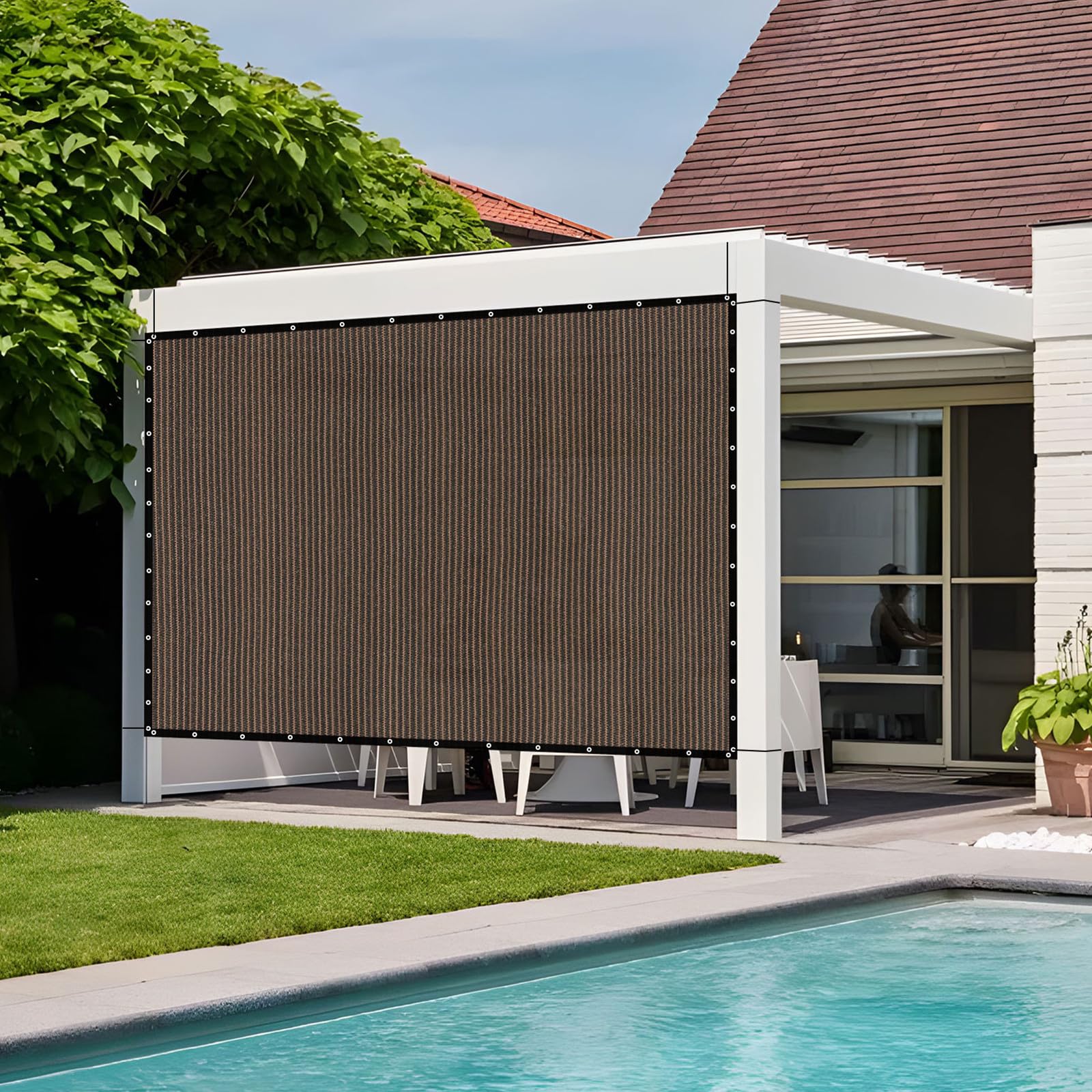 DIFY 24x24 FT 90% Shade Fabric Sun Shade Cloth Privacy Screen with Grommets for Patio Garden Pergola Cover Canopy, Mocha