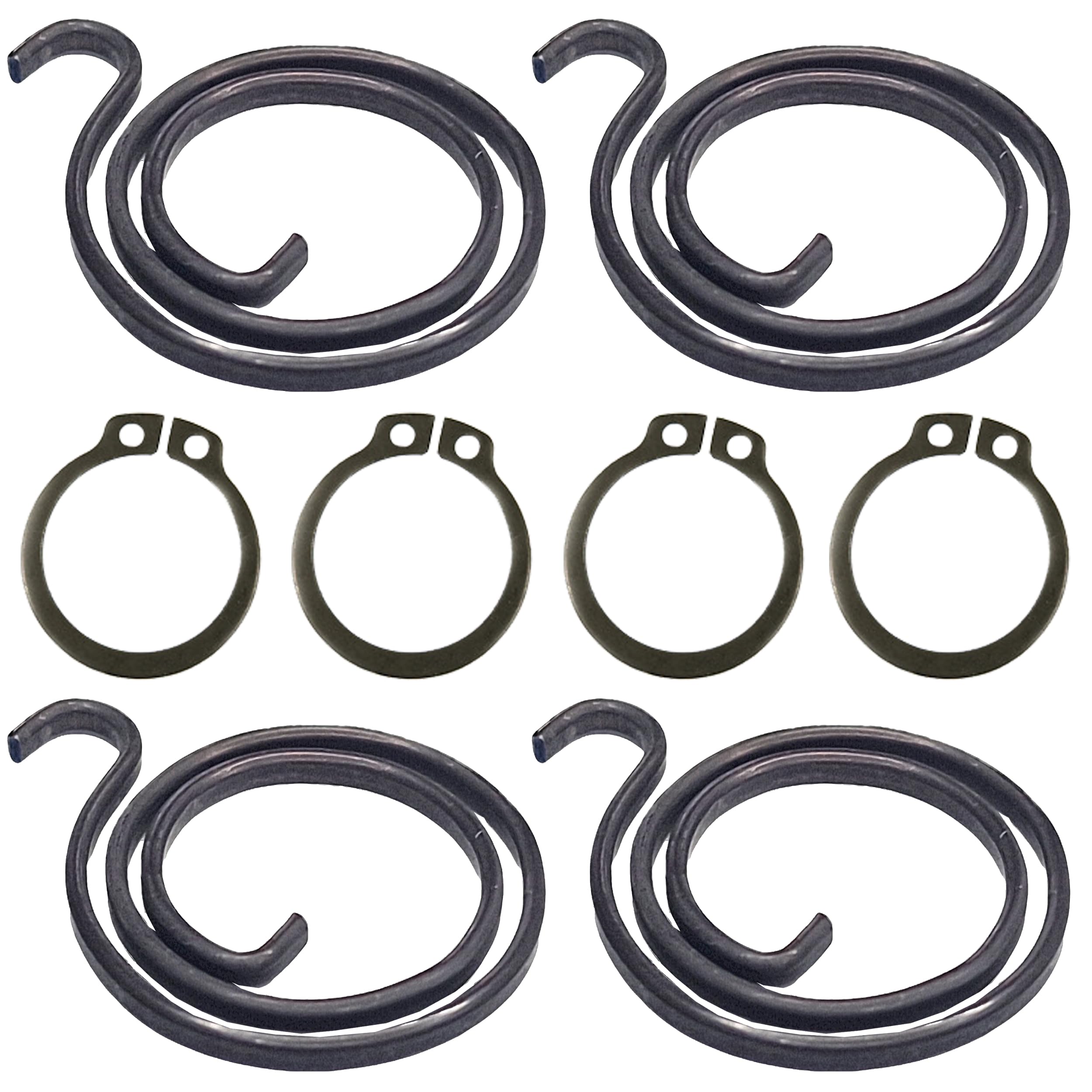 Door Handle Spring & Circlip Repair Kit, Pack of 4 Sets – 2.25 Turn 1.8mm Metal Coil Springs with Matching Circlips for Interior Lever Handles, Lever-on-Rose & Backplate Door Repair