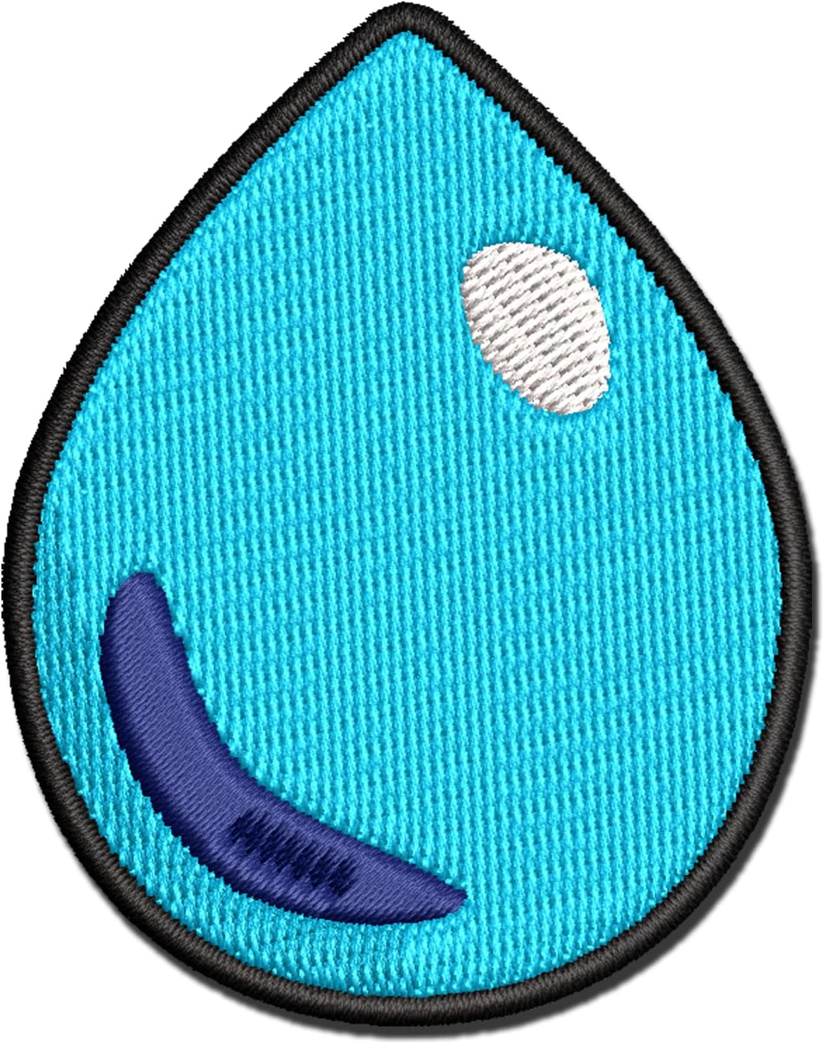 Water Drop Icon Outline Multi-Color Embroidered Iron-On Patch Applique - Large 3.5 Inch