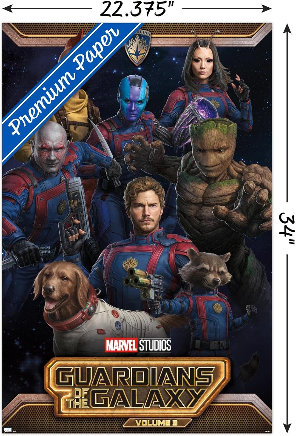 Trends International Marvel Guardians of the Galaxy Vol 3 - Group Wall Poster, 34L x 22.4W, Premium Unframed Version