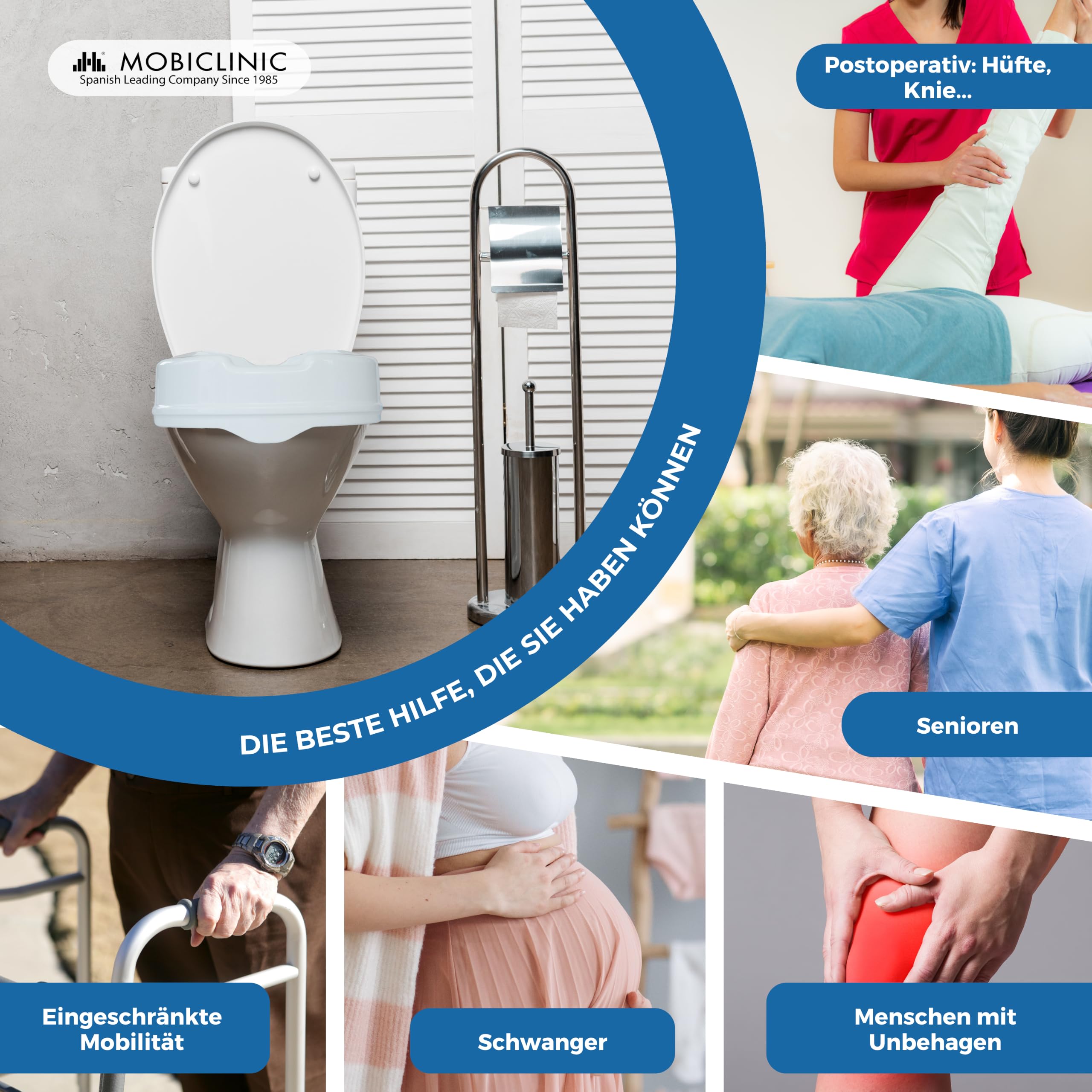 Mobiclinic®, Toilettensitzerhöhung, 10 cm Höhe, Europäische Marke, Wc sitzerhöhung, Toilettenaufsatz für senioren, Extra stabile, Farbe weiß, Titan
