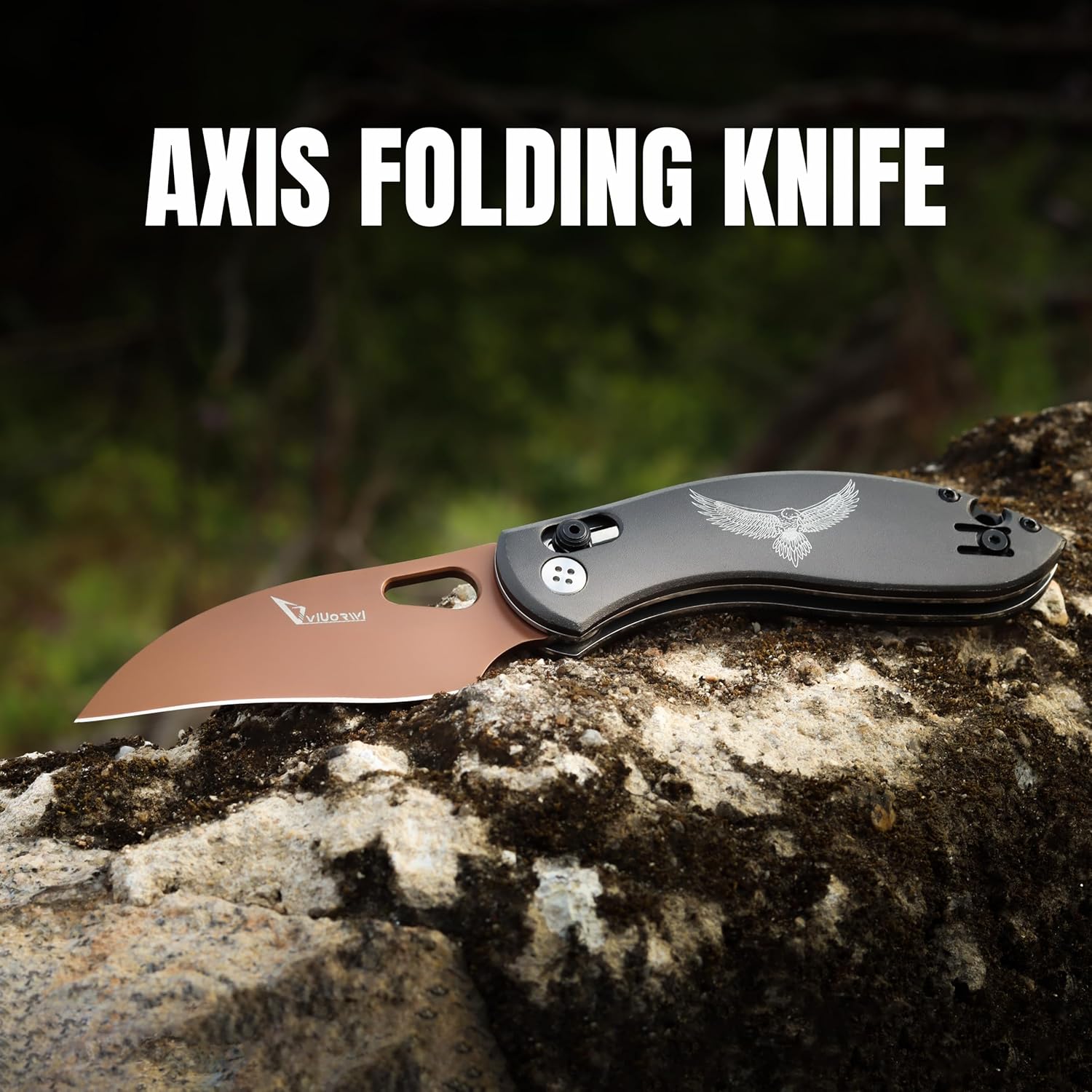 Pocket Knife for Men, 440C Stainless Steel Blade with Aluminum Handle, Folding EDC Knife for Outdoor Camping Hiking Survival, Gift Ready Box Cutter with Deep Carry Clip, Retirement Gifts for Men (AX-2405)
