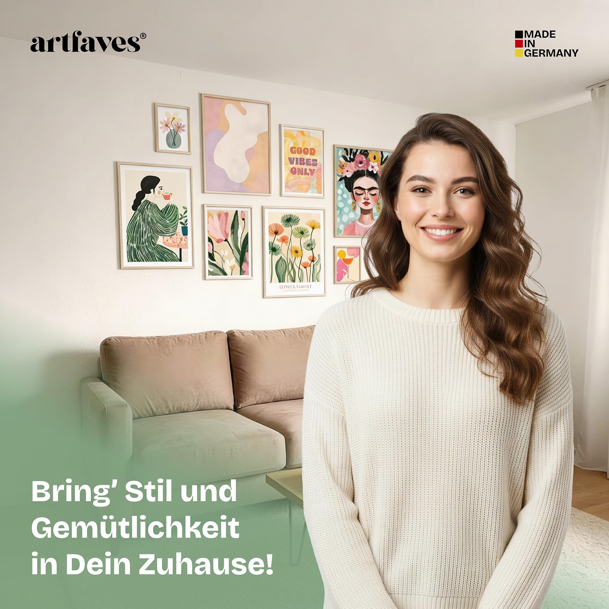 ARTFAVES® Poster Set - Abstract Flower Art 2-3-teilige Bildercollage Wohnzimmer, Schlafzimmer - moderne Wandbilder Trockenblumen, Blumen, Pflanzen - 30x40 cm - mit Rahmen Eiche